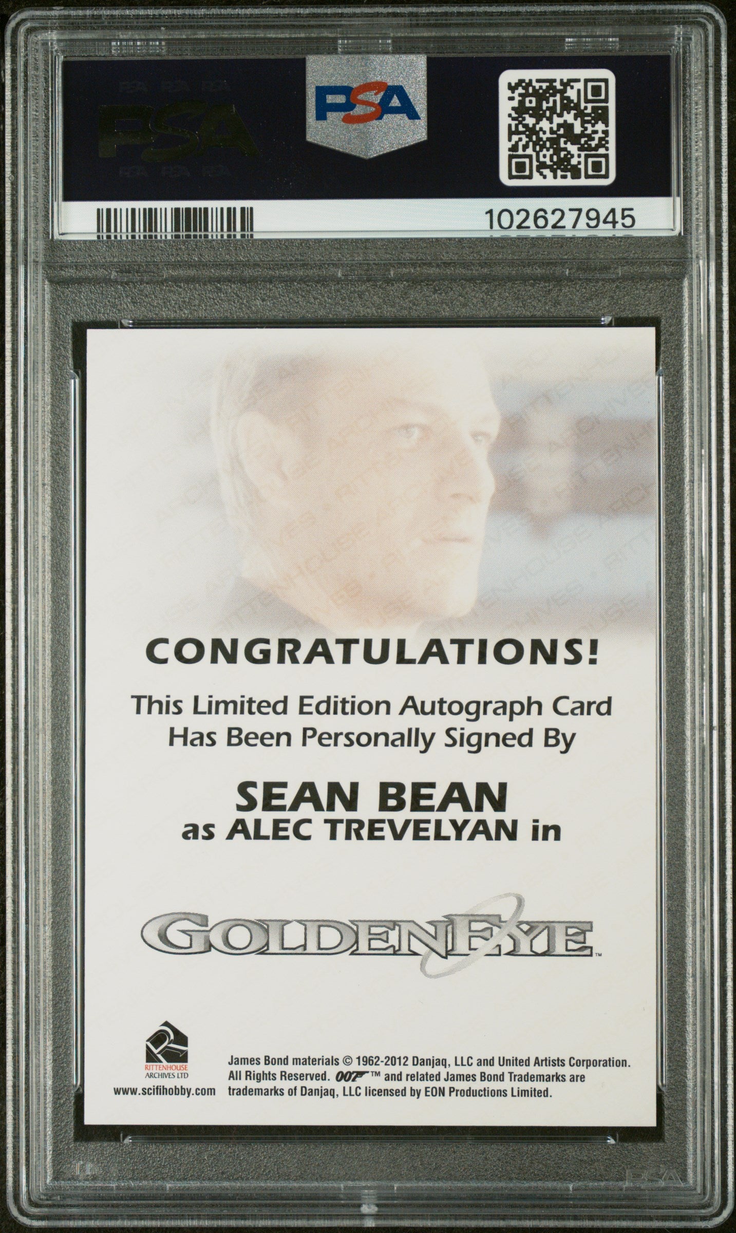 2012 James Bond 50th Anniversary Sean Bean Limited Autograph PSA 9/10 Auto