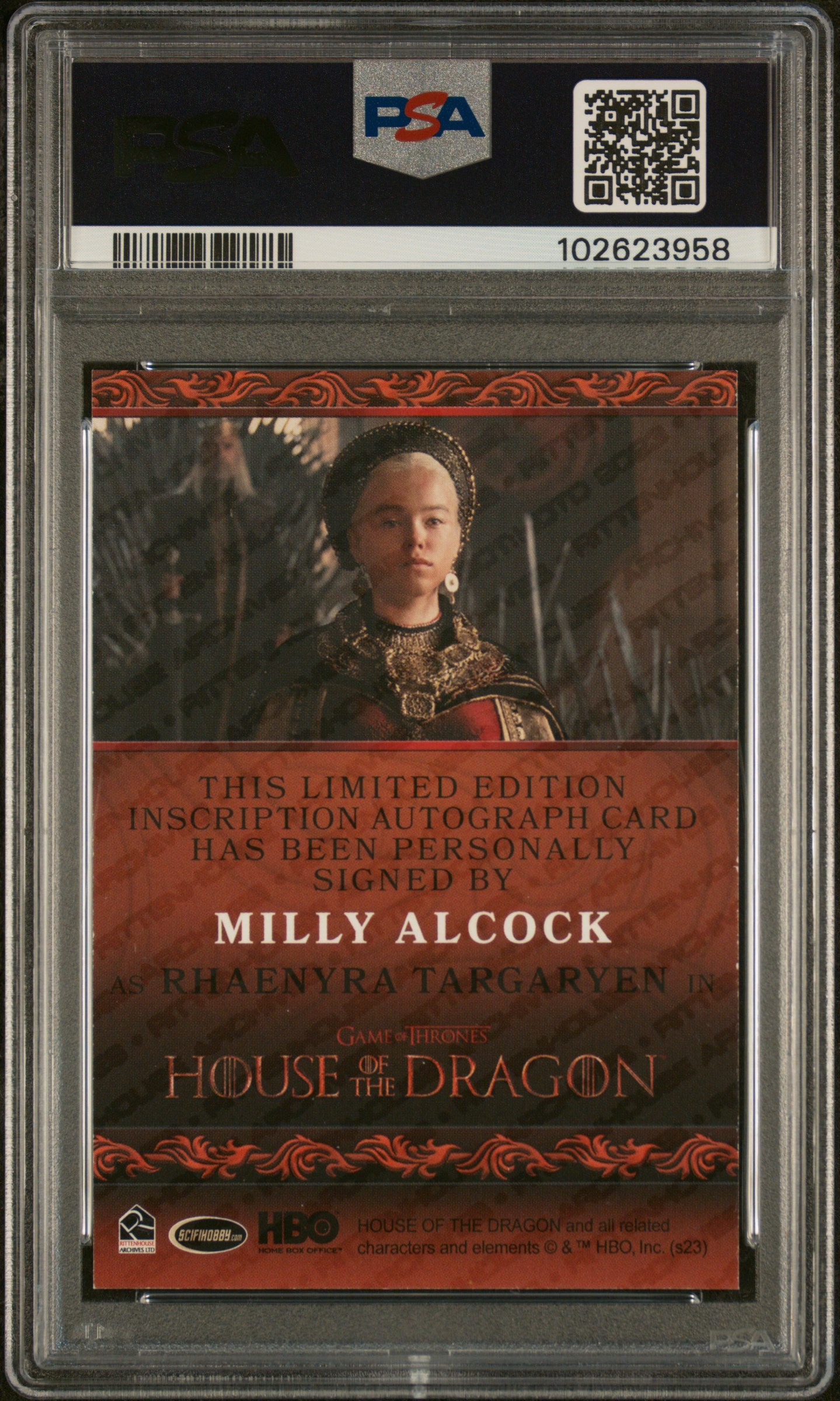 2024 Rittenhouse House Of The Dragon Inscription Autograph Milly Alcock PSA A 10