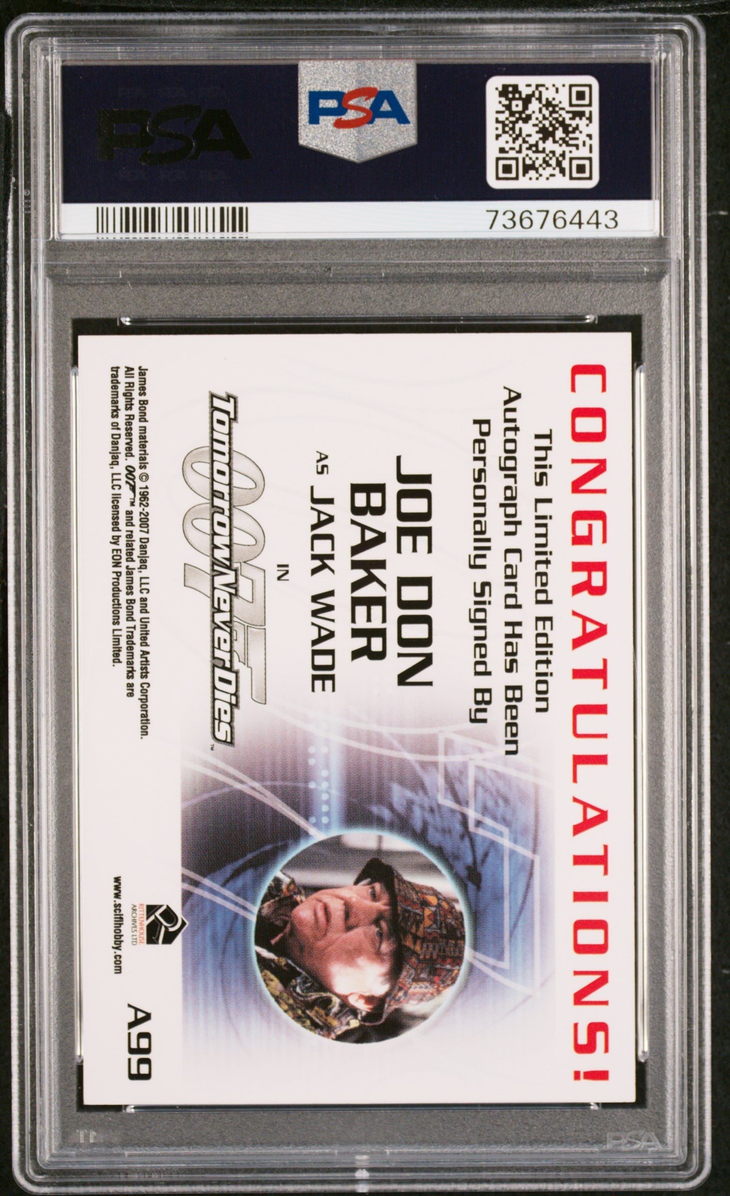 2013 James Bond Autographs & Relics Joe Don Baker LE Inscribed Auto PSA 10 Gem