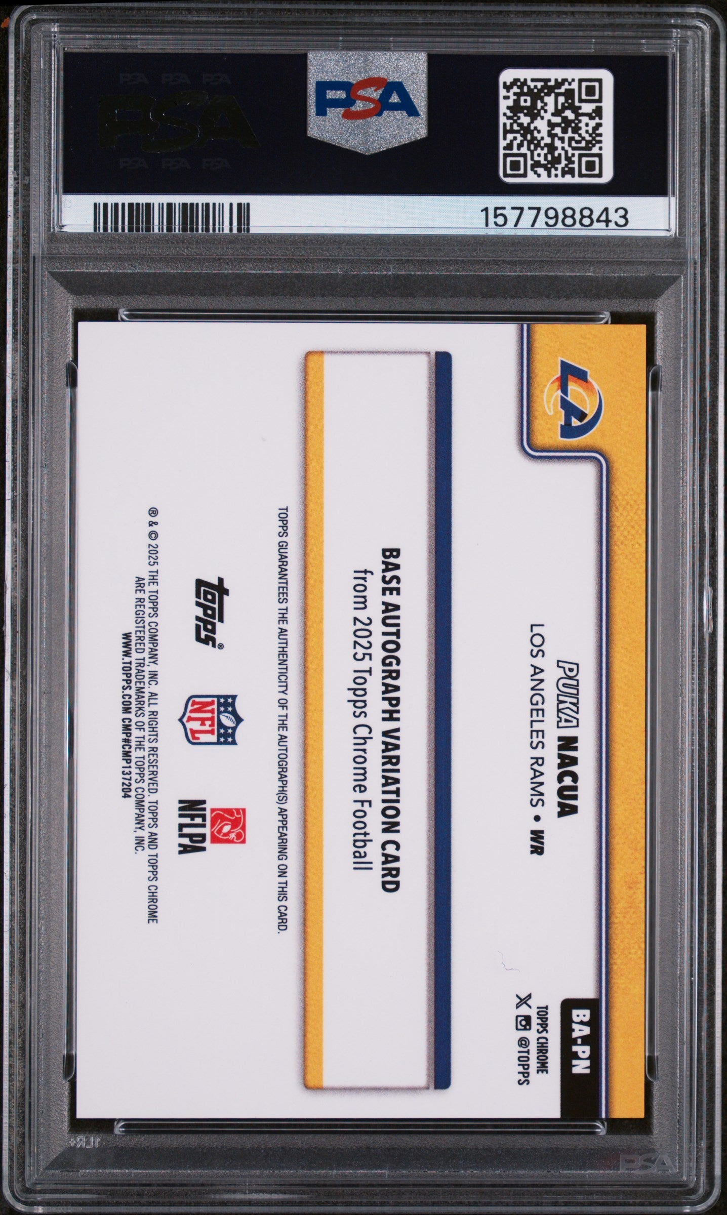 2025 Topps Chrome Autograph Puka Nacua Black Geometric /10 PSA 8 Auto