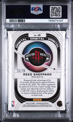 2024 Obsidian Orbital Reed Sheppard Rookie Purple Flood Jersey Num 15/75 PSA 10