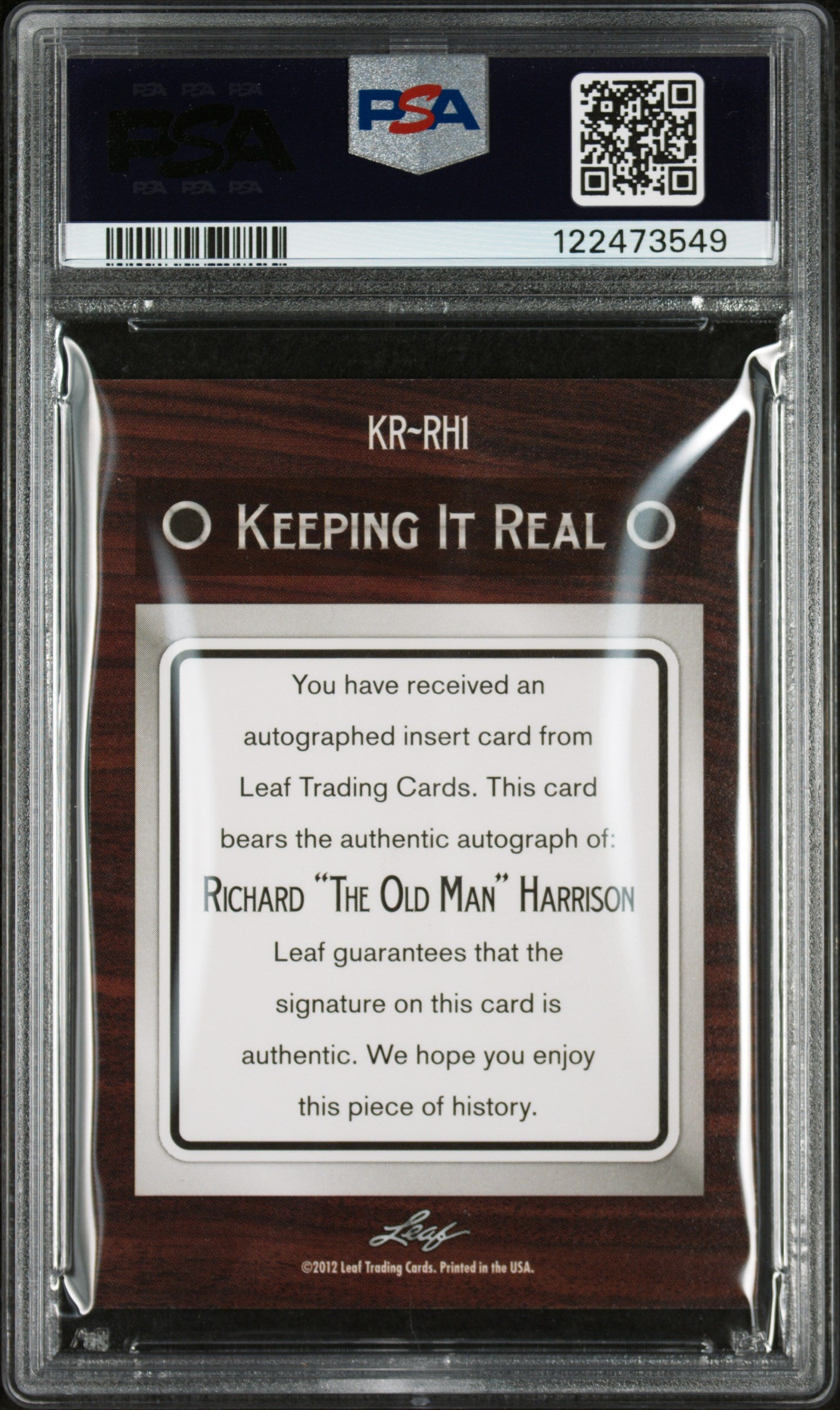 2012 Leaf Pop Century Keeping It Real Signatures R. old Man Harrison Auto PSA 10