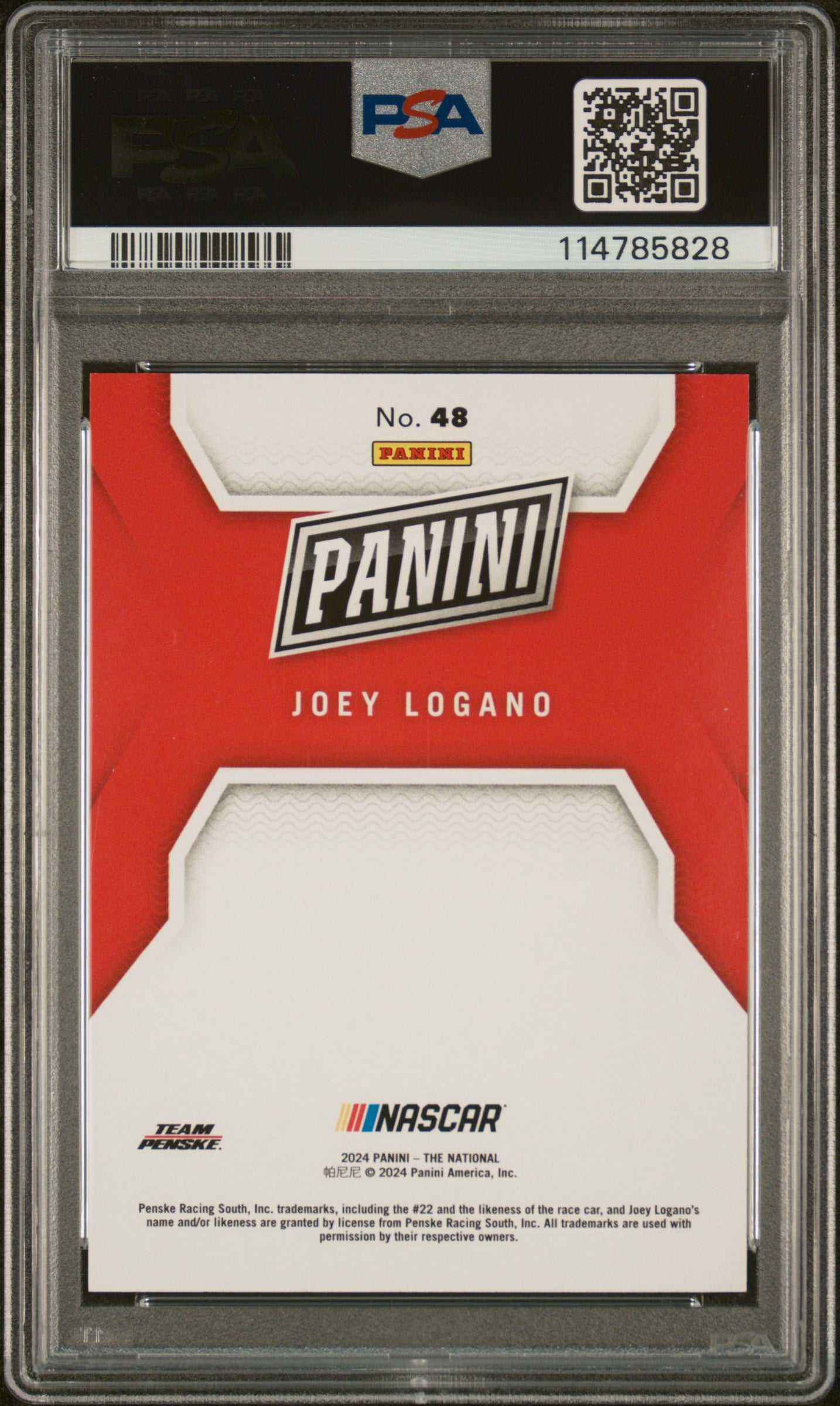 2024 Panini NSCC VIP Silver Pack Joey Logano #48 Green #4/5 PSA 10 POP 1 Gem Mt