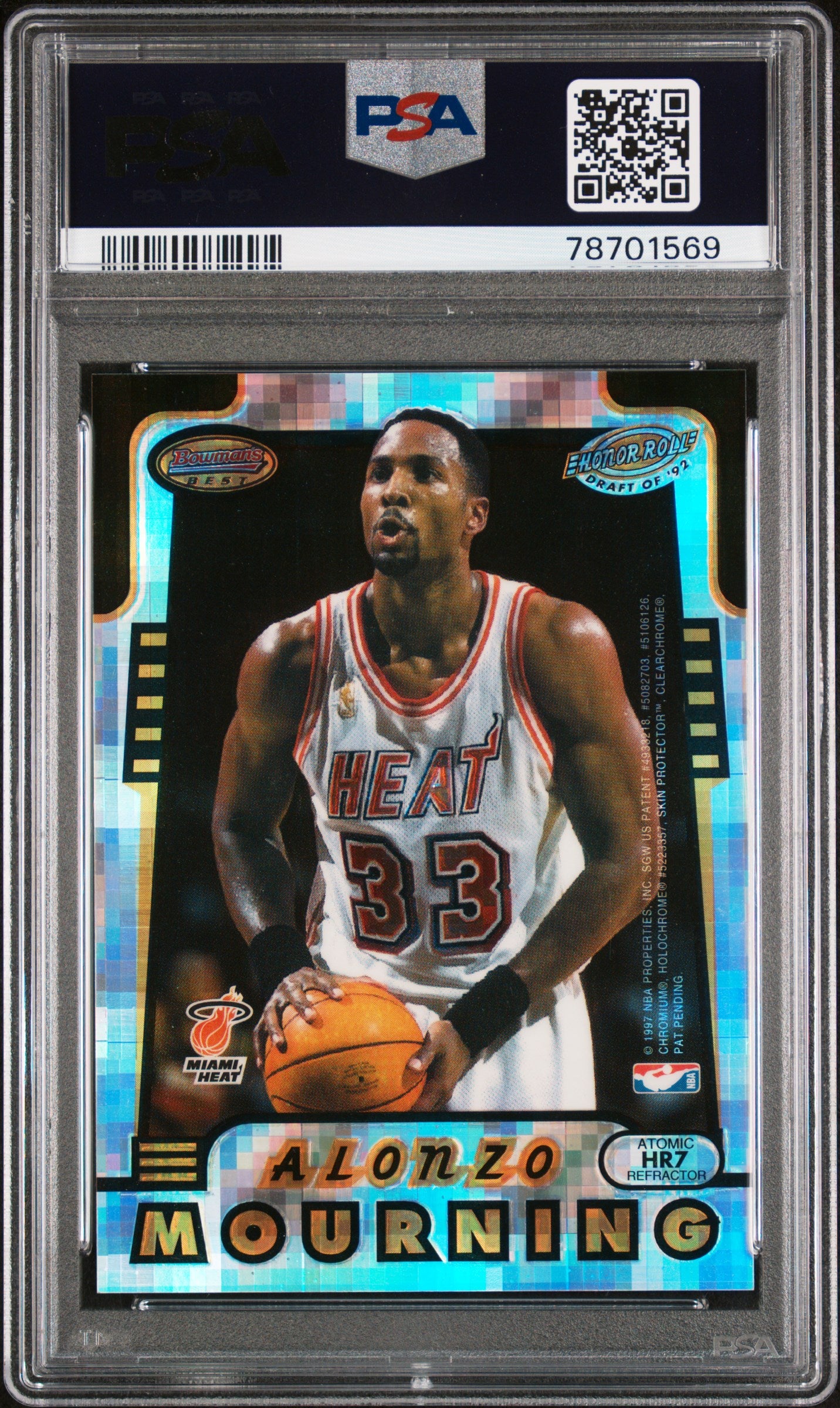 1996 Bowman's Best Honor Roll Mourning Shaq O'Neal Atomic Refractor PSA 9