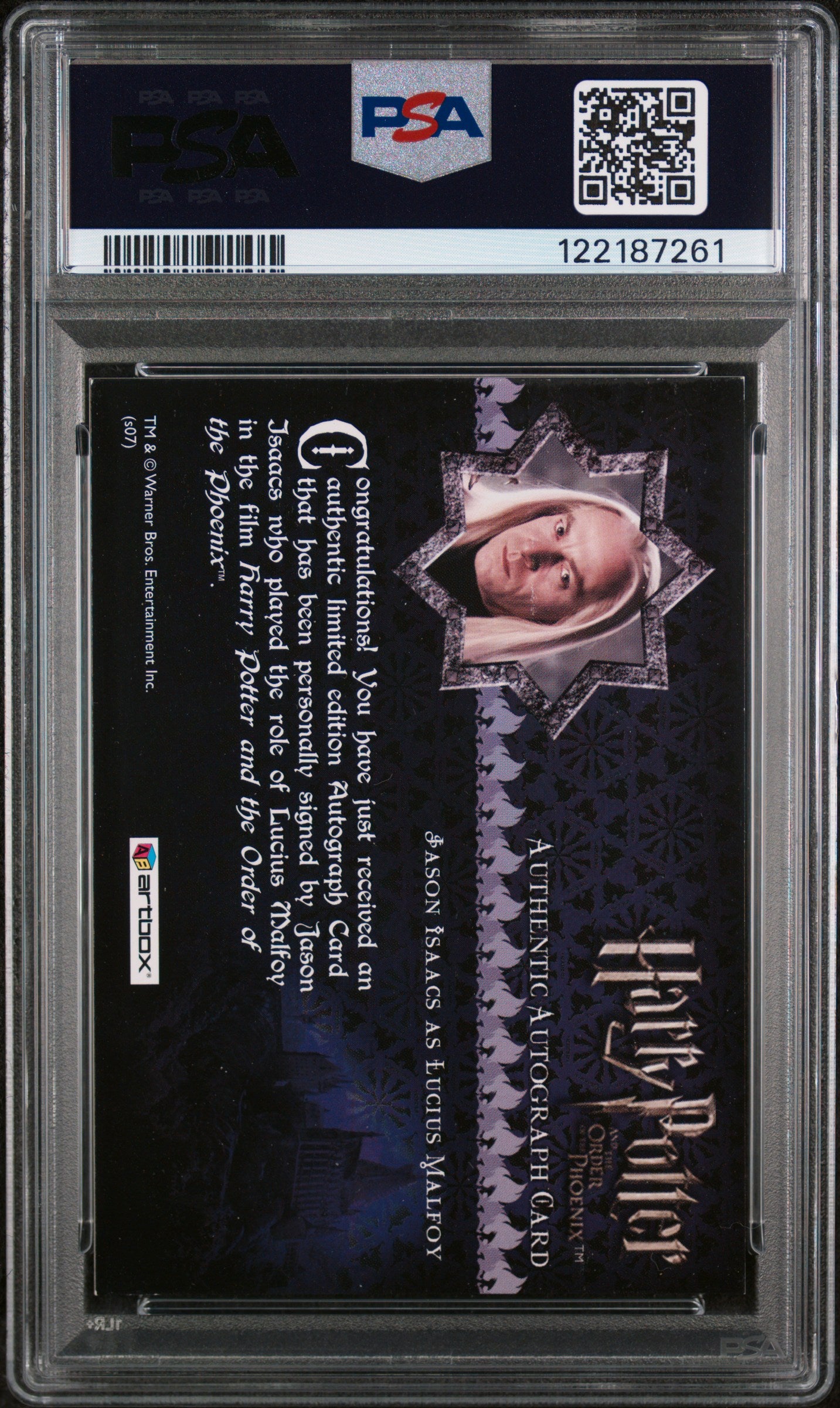2007 Artbox Harry Potter Order Of The Phoenix Autograph Jason Isaacs PSA Auto 9