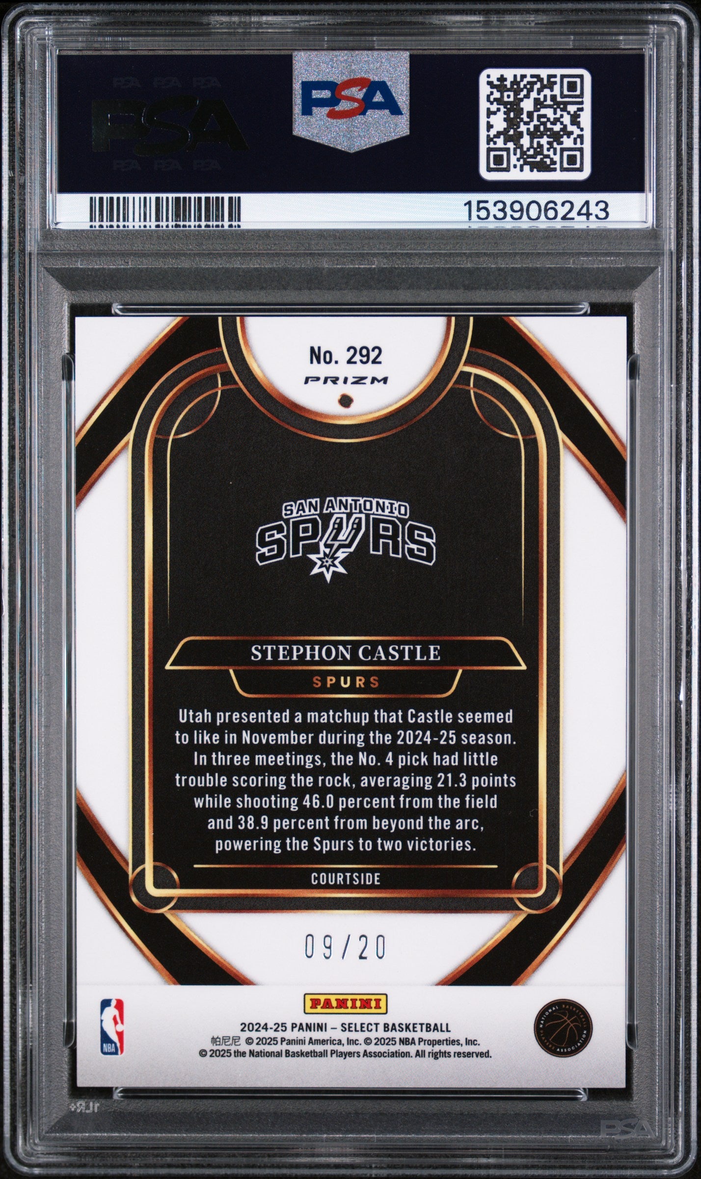 2024 Panini Select Stephon Castle #292 Multi Wave /20 Rookie RC PSA 10 Low Pop