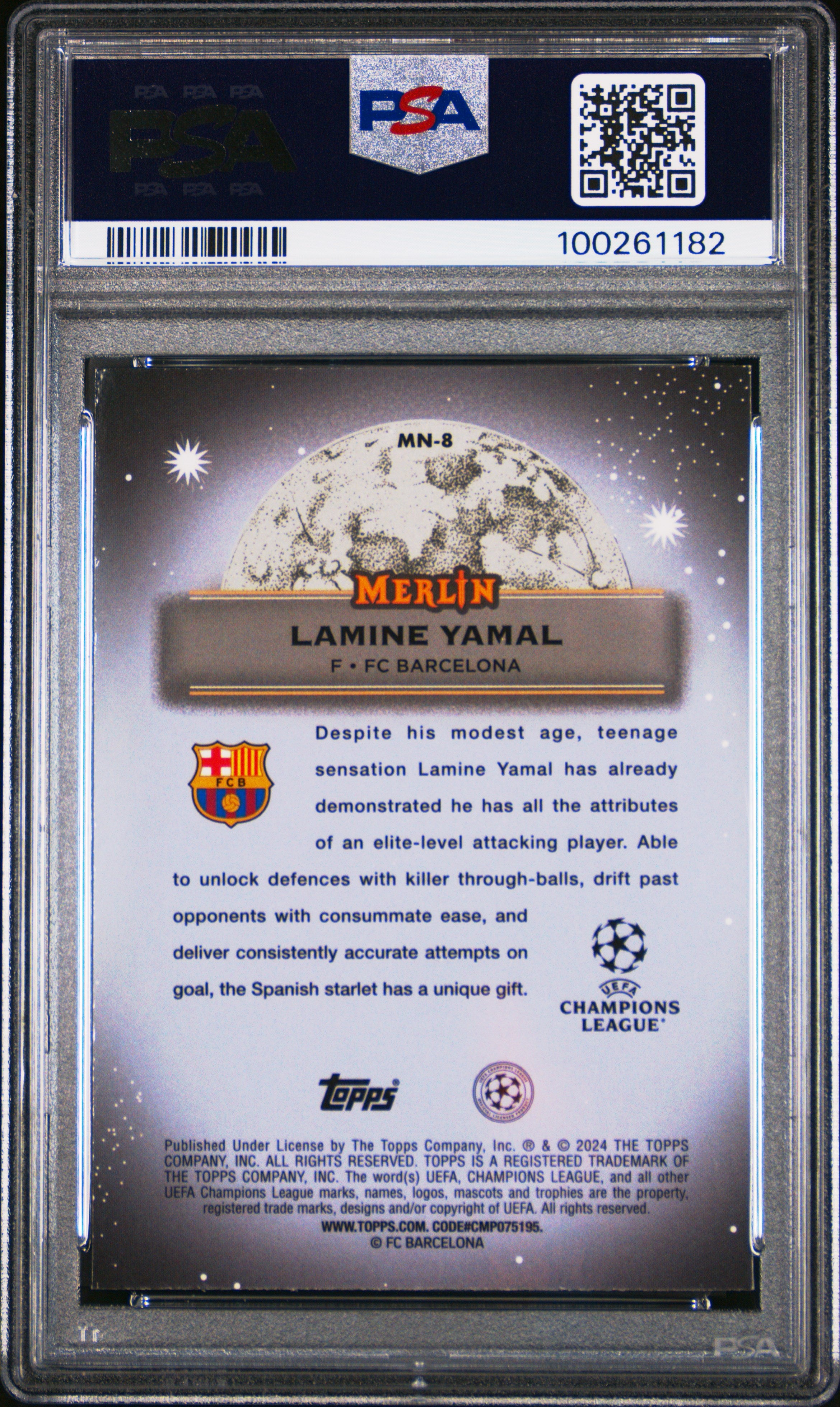 2023 Topps Merlin UEFA Club Comp Mystic Nights Lamine Yamal Rookie RC SP PSA 9