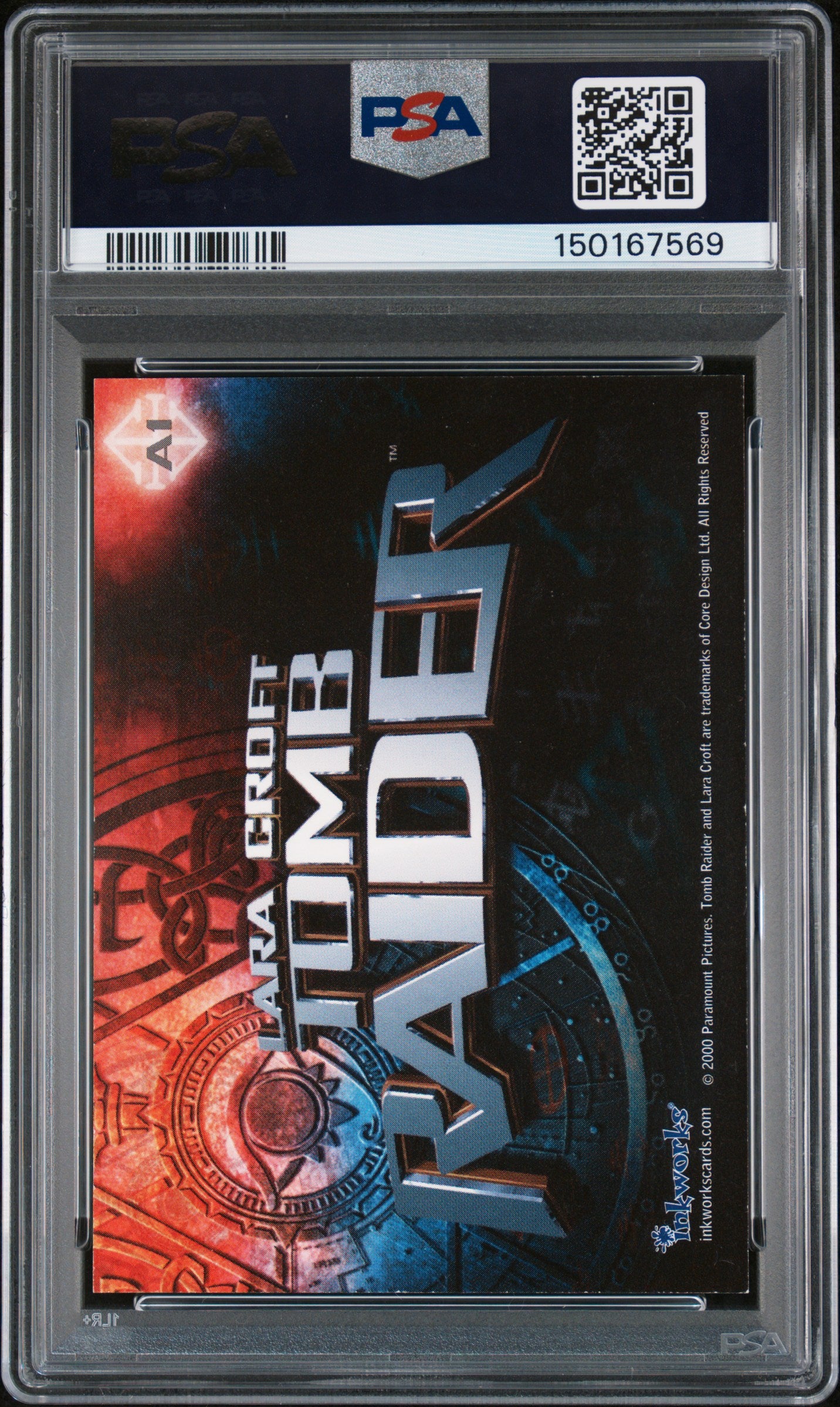 2001 Inkworks Tomb Raider Autograph Angelina Jolie AS Croft #A1 PSA 8 Auto 10
