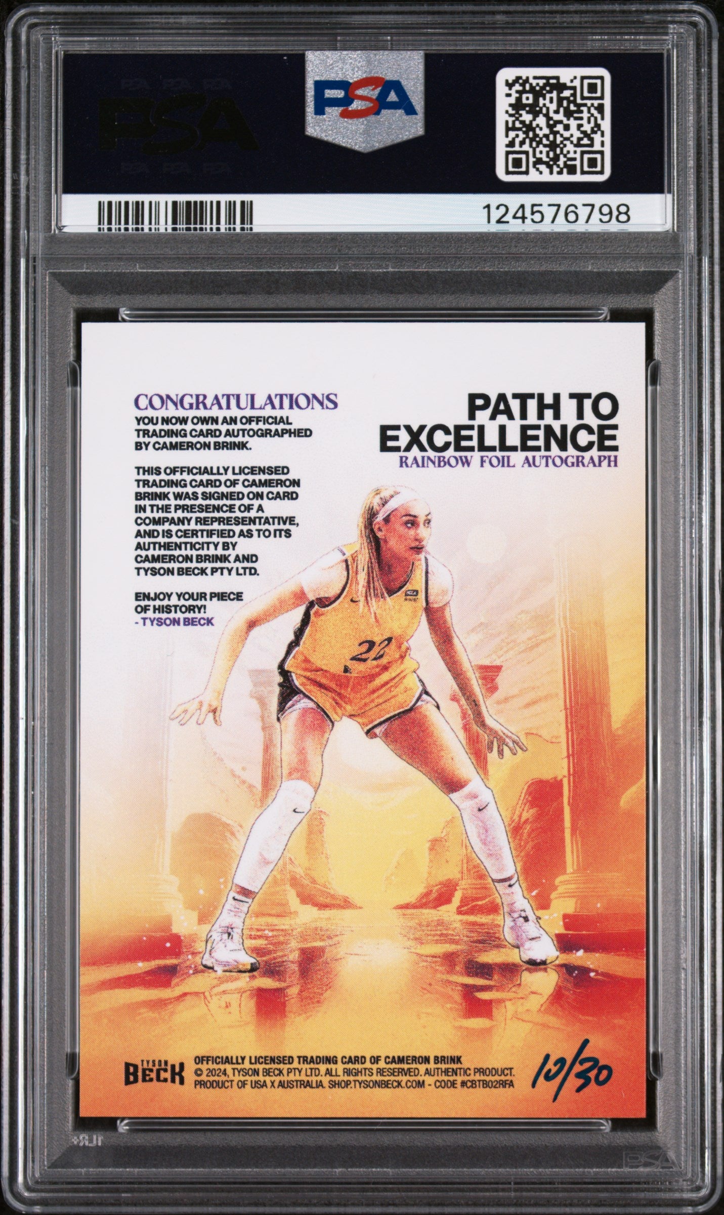 2024 Cameron Brink X Tyson Beck Rookie /30 Auto Rainbow Foil PSA 10 Auto 10 POP1