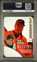 2000 Topps Tek Juan Gonzalez #3-3 Gold #/10 LEAGUE LOGO PATERN PSA 9