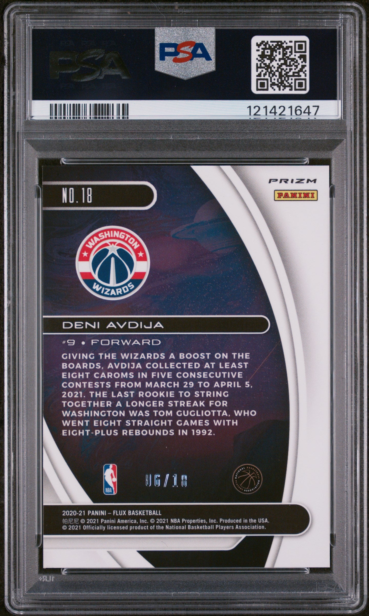 2020 Panini Flux Titan Rookies Deni Avdija #18 Gold Scope Prizm /10 PSA 10