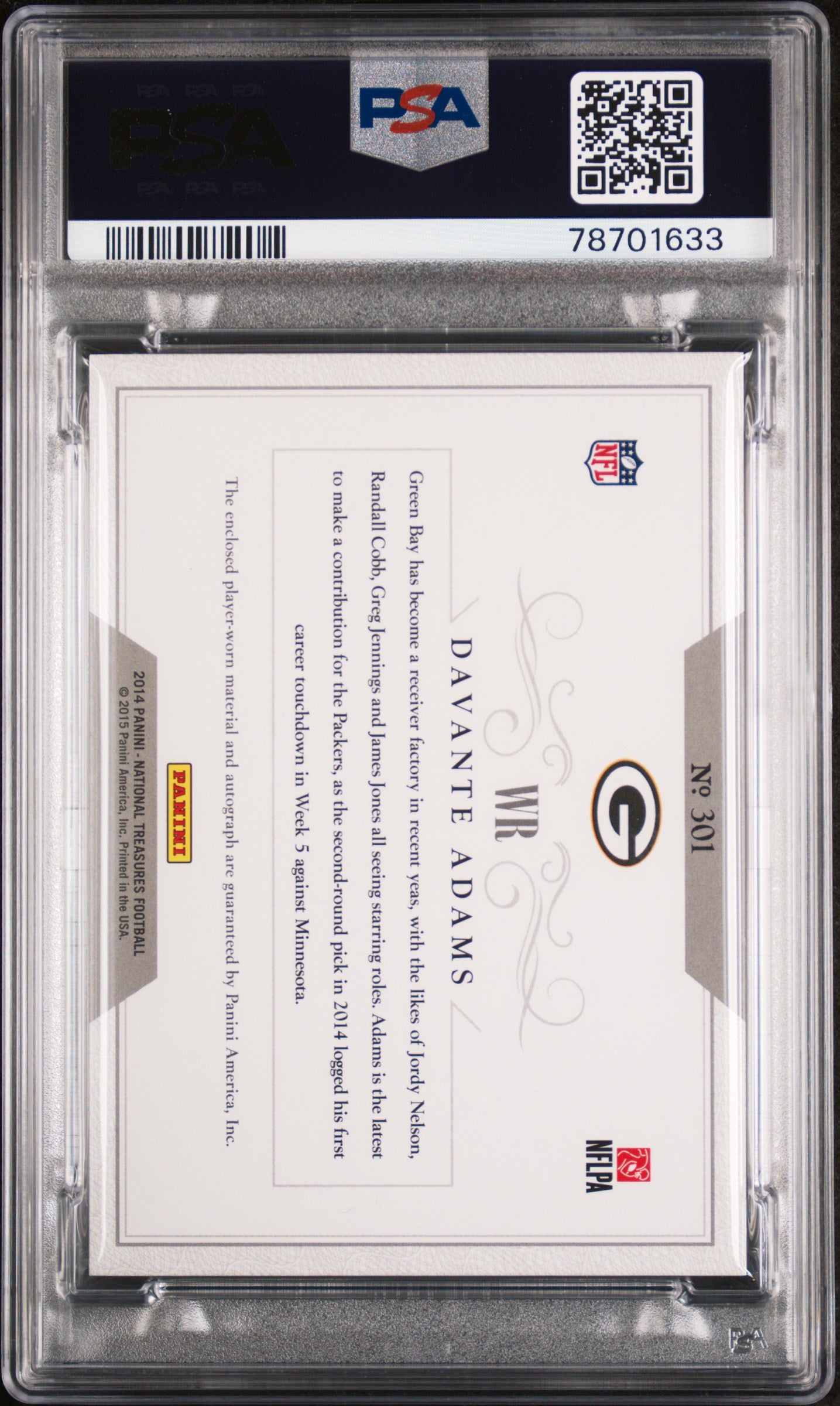 2014 National Treasures Davante Adams #301 Century Auto Rookie Patch PSA 10