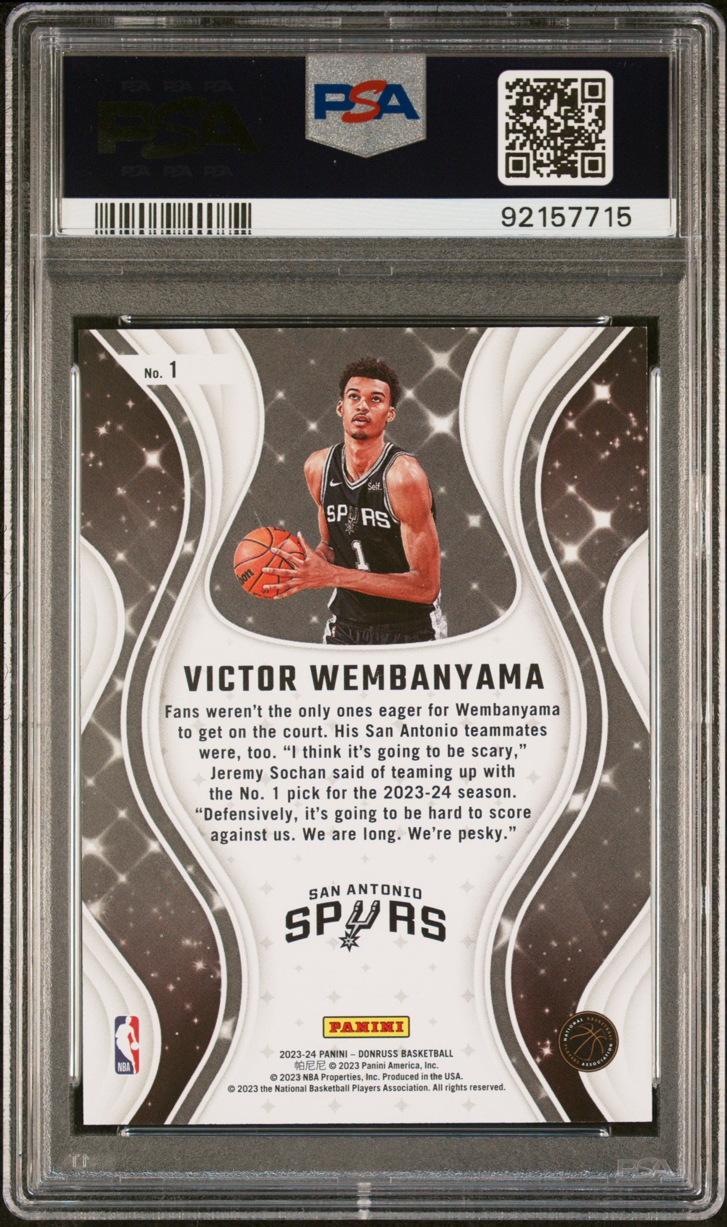 2023 Donruss Magicians Victor Wembanyama #1 Rookie Holo Yellow Laser PSA 9