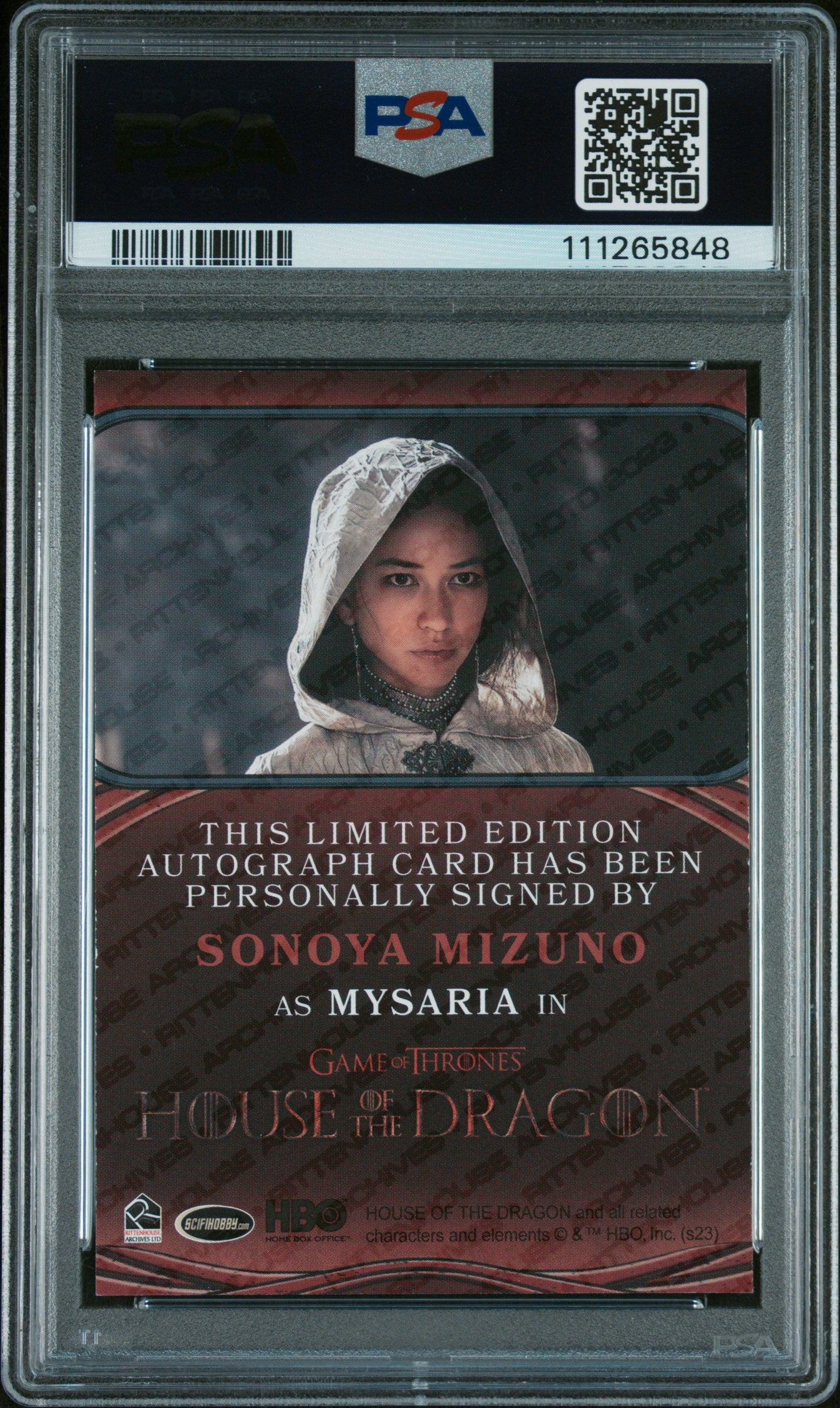 2024 House Of The Dragon S1 Autograph Sonoya Mizuno as Mysaria LE Auto PSA 8