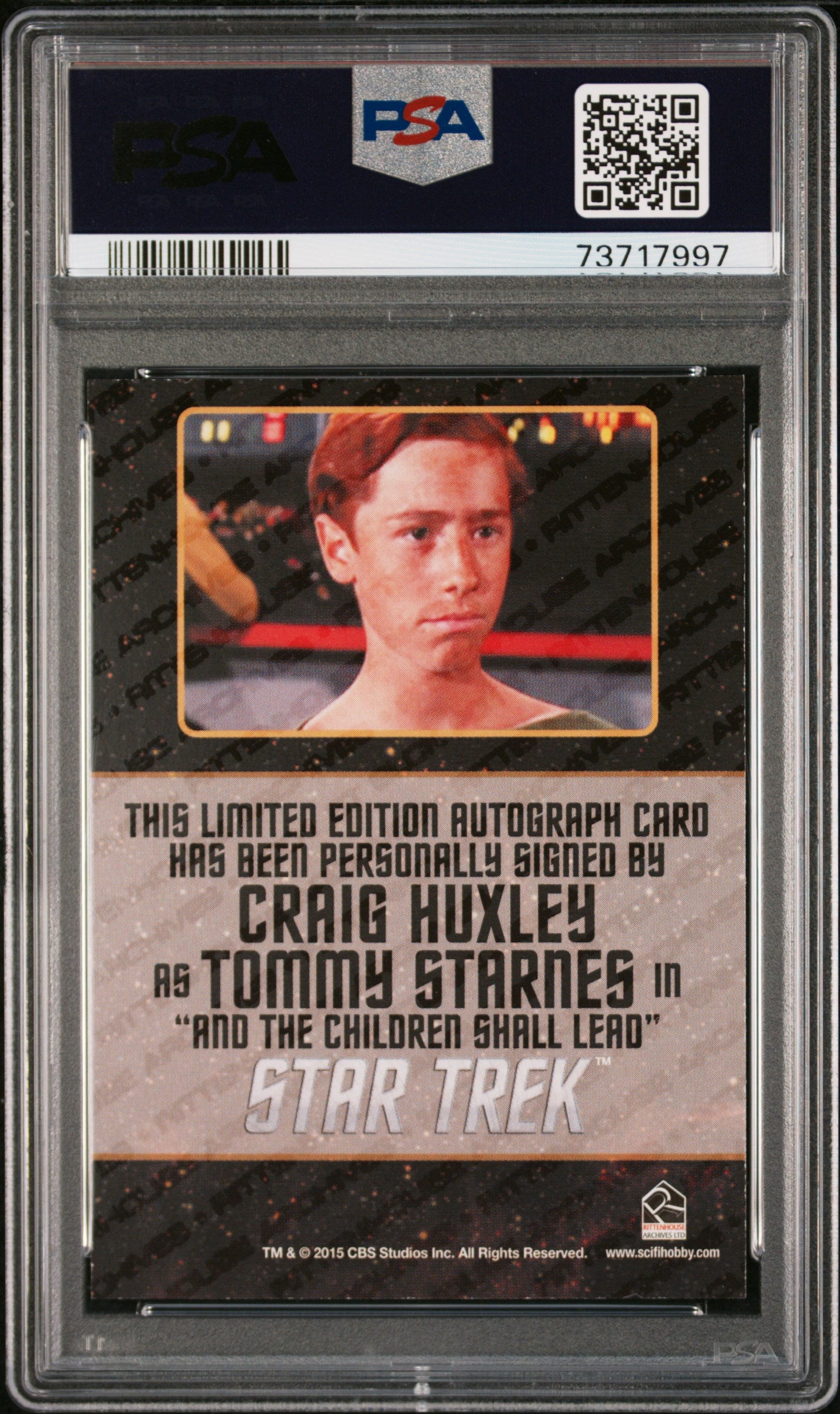 2016 Star Trek TOS 50th Anniv Black Autograph Craig Huxley Limited Auto PSA 10