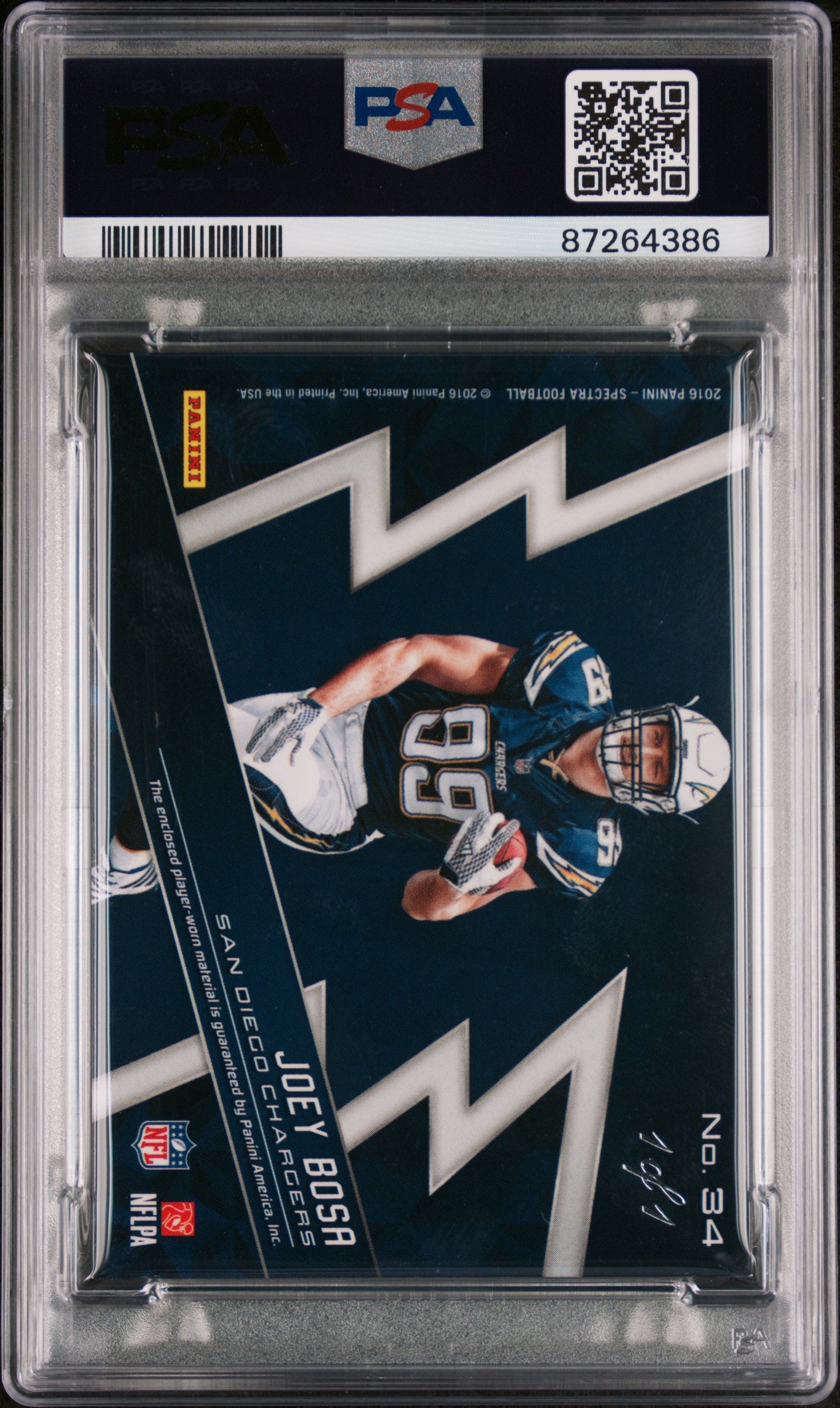 2016 Spectra Monumental Patch Joey Bosa #34 Rookie #1/1 PSA 9 Gold Vinyl