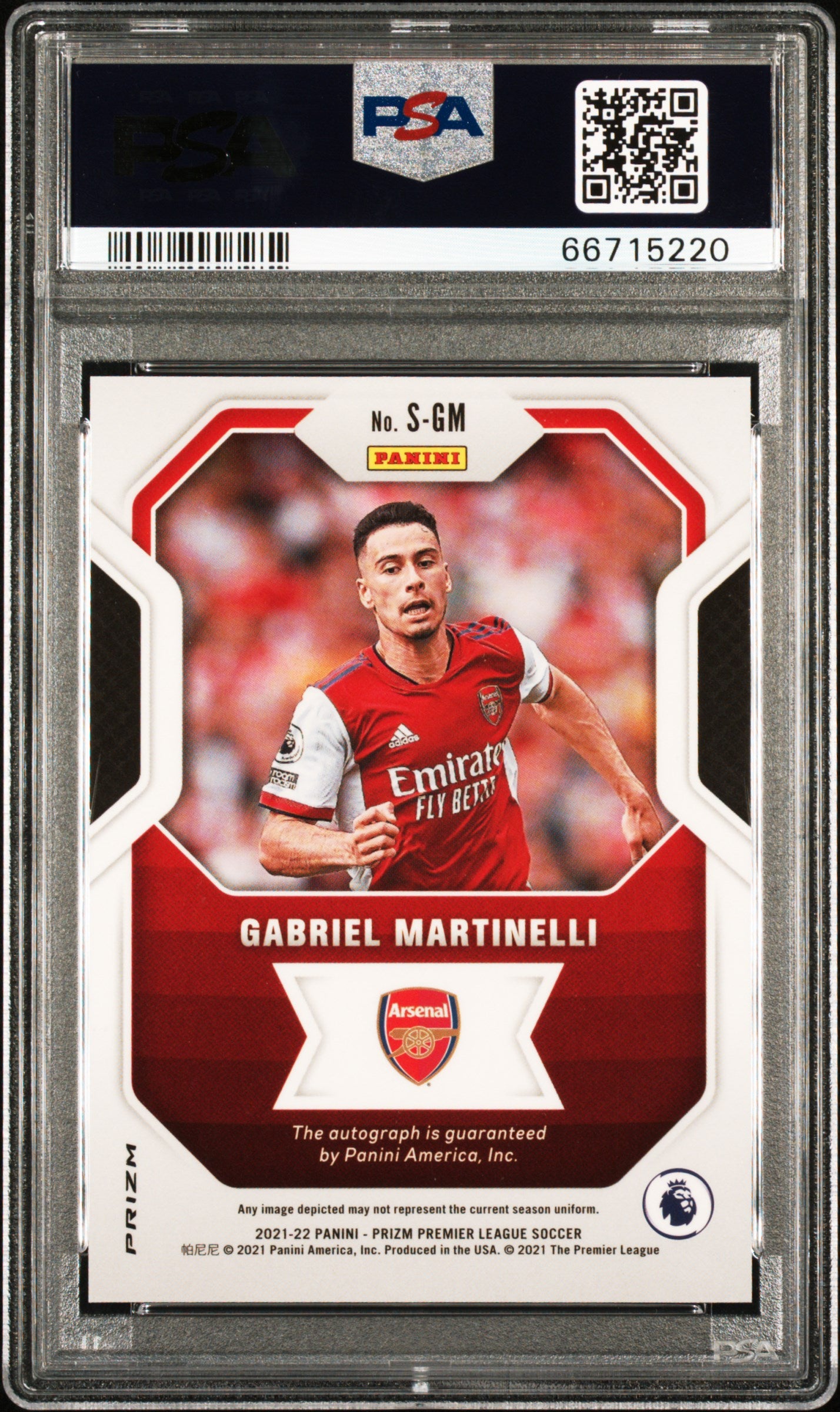 2021 Prizm PL Signatures Gabriel Martinelli Rookie Auto Breakaway PSA 10 Brazil