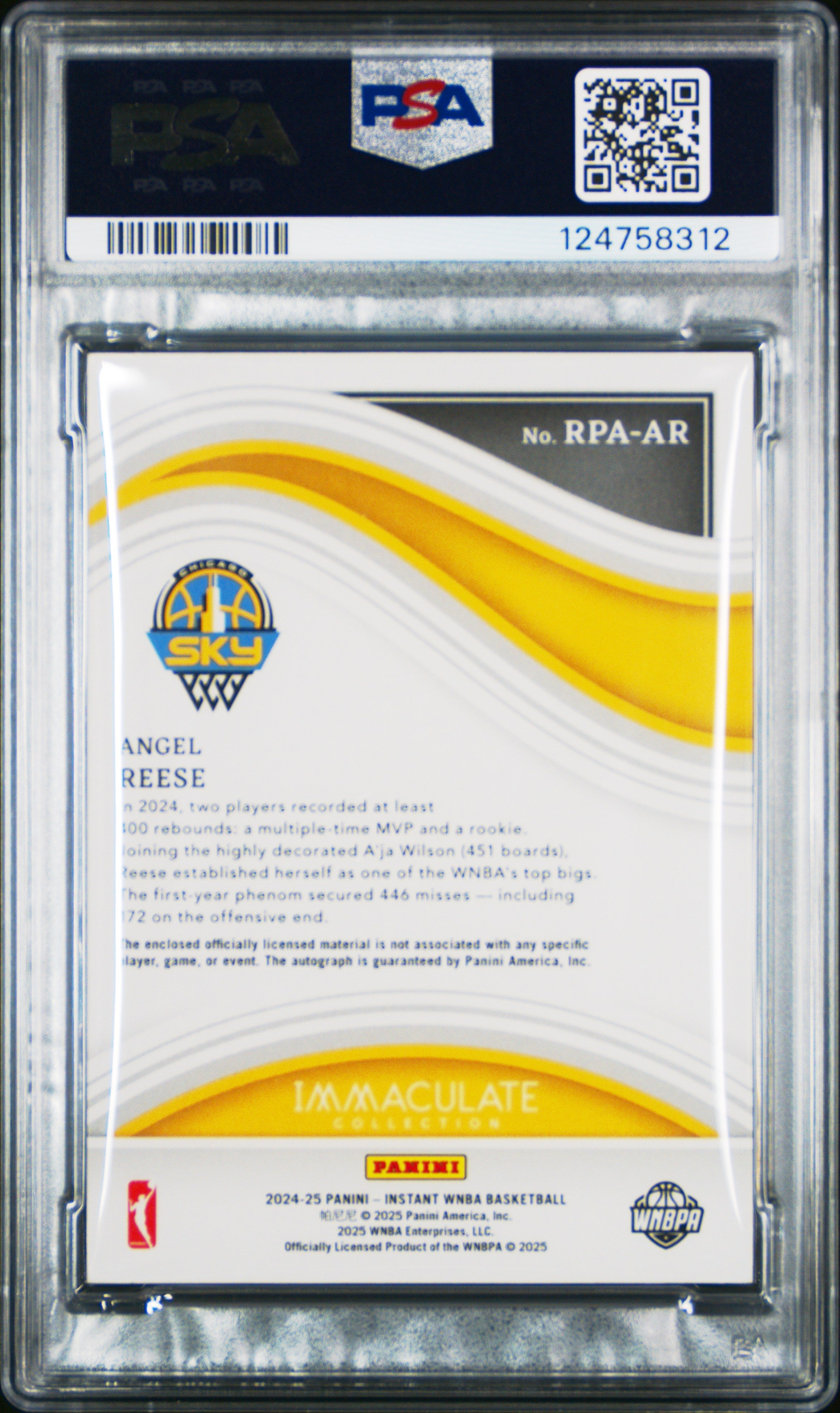 2024 Rookie Royalty WNBA Immaculate Patch Auto Angel Reese Red /49 PSA 10 POP 1