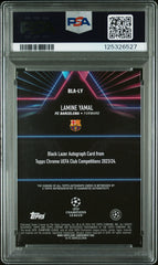 2023 Topps Chrome UEFA Black Lazer Rookie Lamine Yamal Blue Ref /150 PSA Auto 10