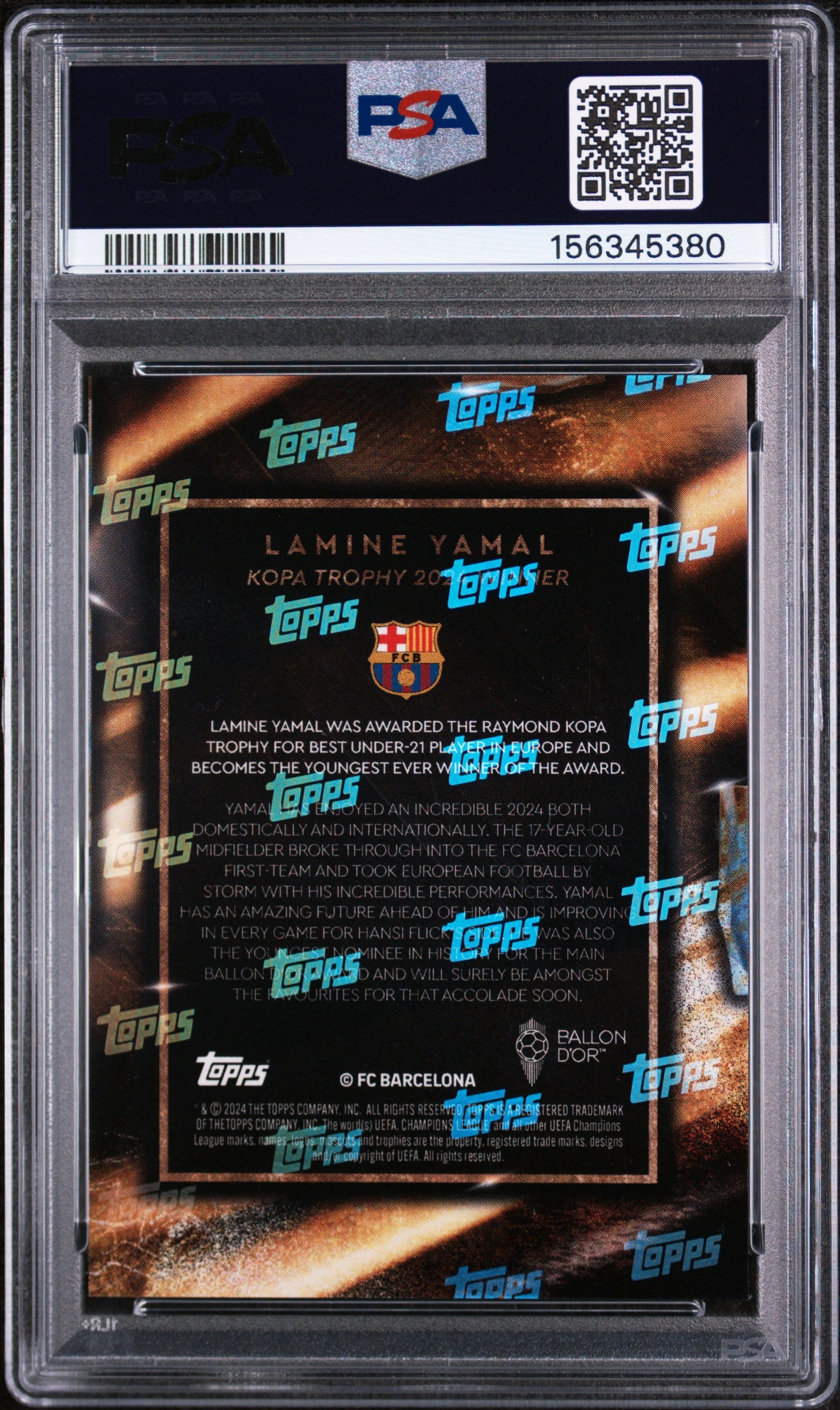 2024 Topps Now Ballon D'or Lamine Yamal Rookie RC PSA 10 Gem Mint