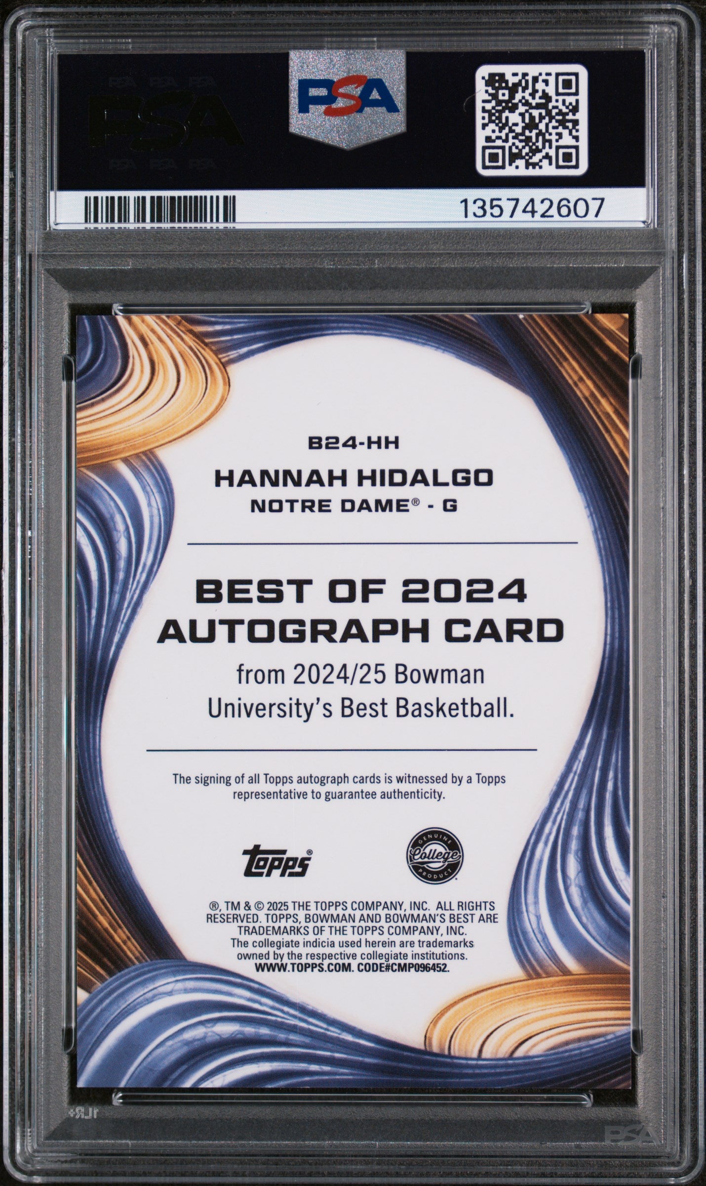2024 Bowman University Best  Autograph Hannah Hidalgo Auto #B24HH PSA 10