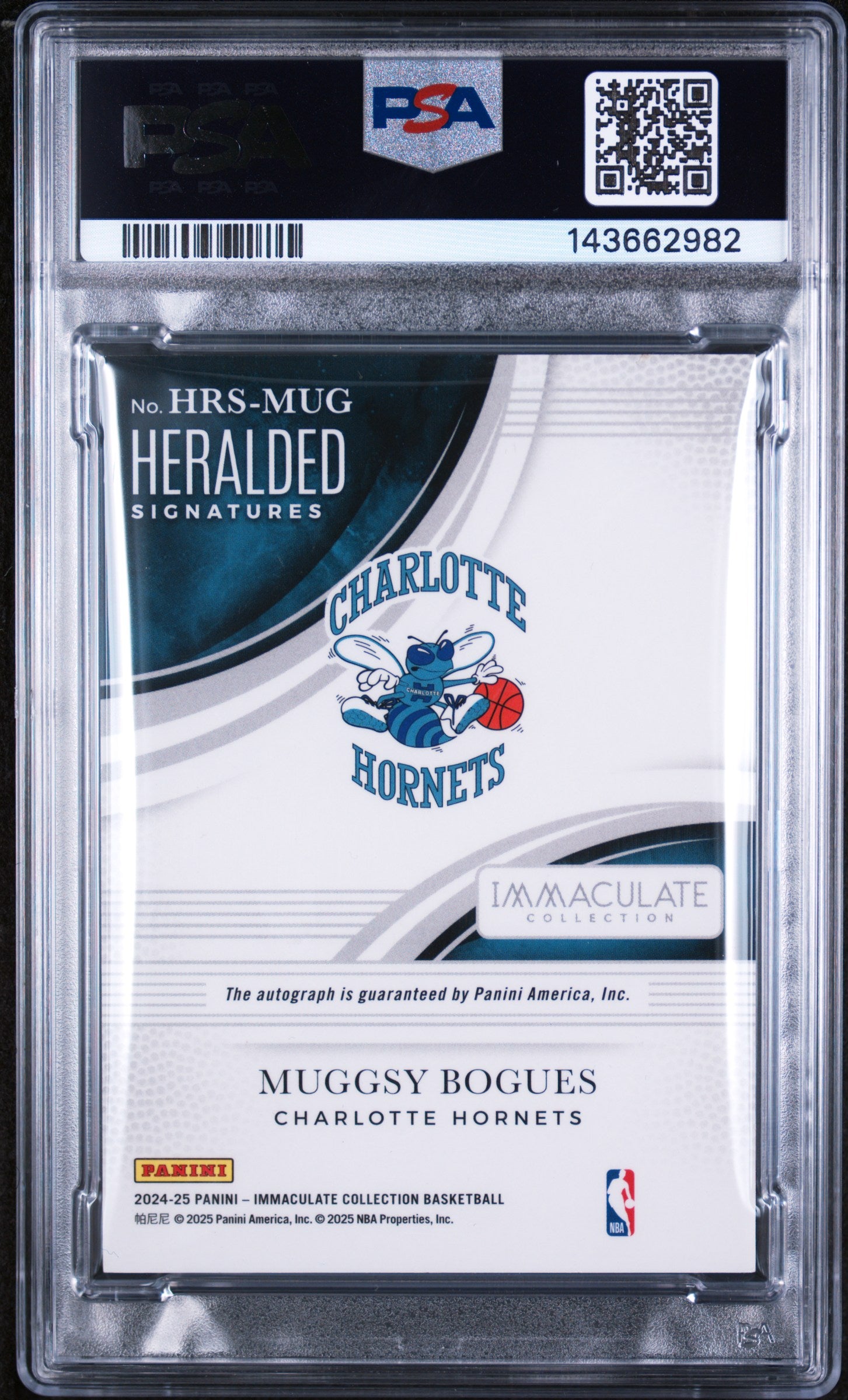 2024 Immaculate Heralded Signatures Muggsy Bogues Platinum #1/1 PSA 7 Auto 9