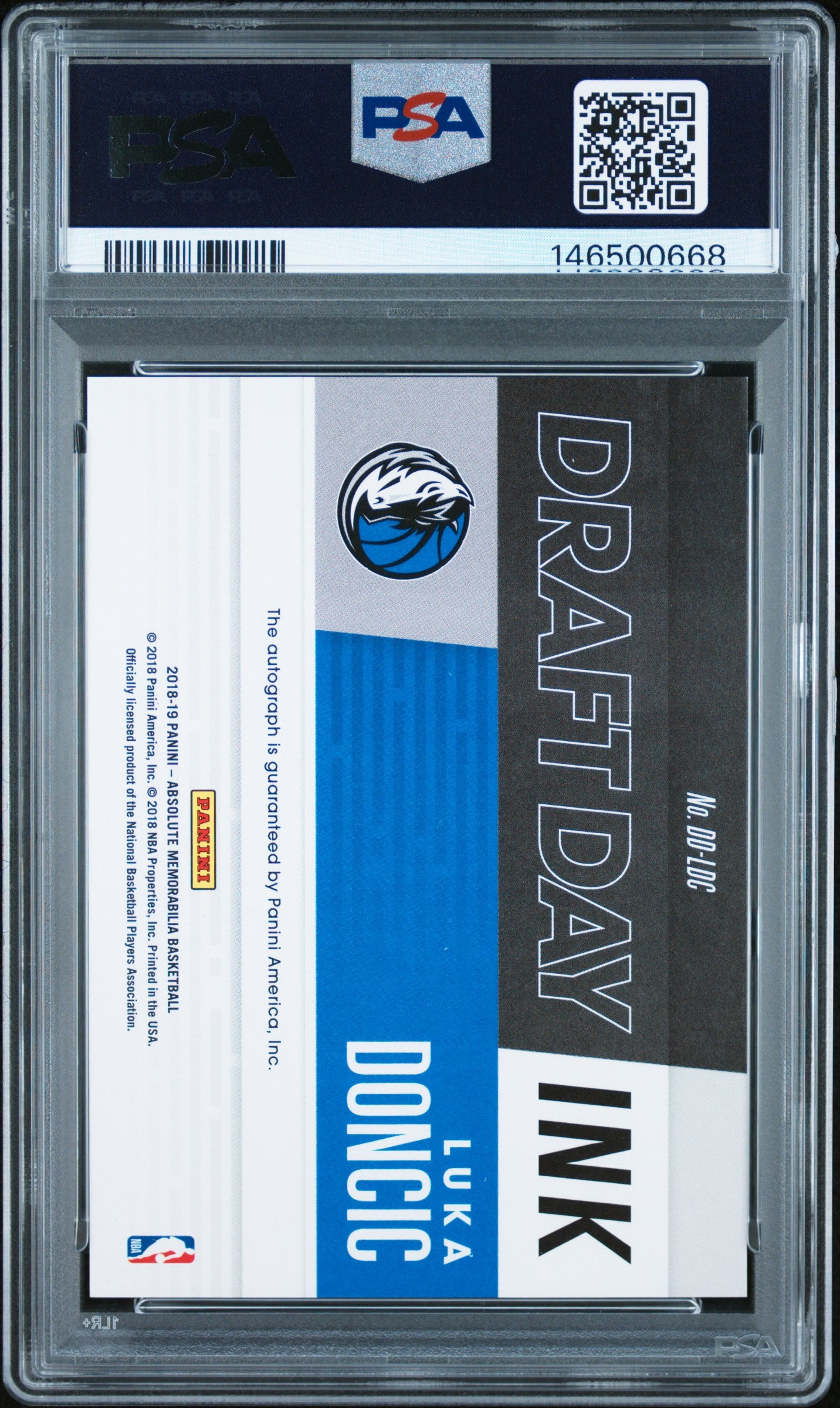2018 Absolute Memorabilia Draft Day Luka Doncic LVL 1 Rookie /125 PSA 9 Auto 10