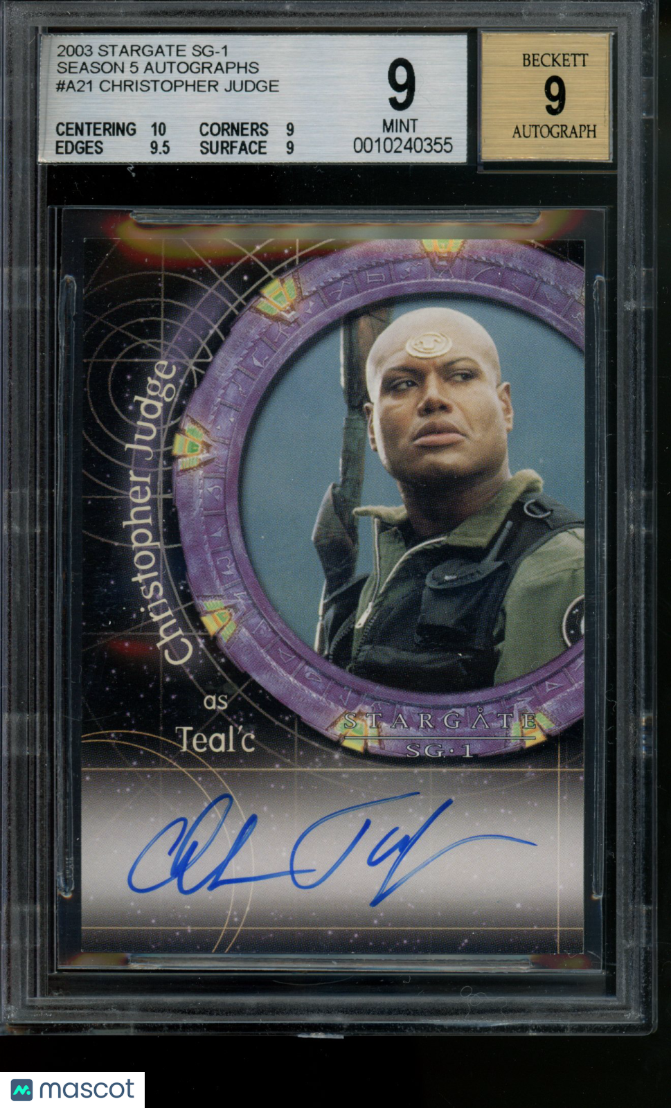 2003 Stargate SG-1 S5 Christopher Judge as Teal'c Limited Edition Auto BGS 9