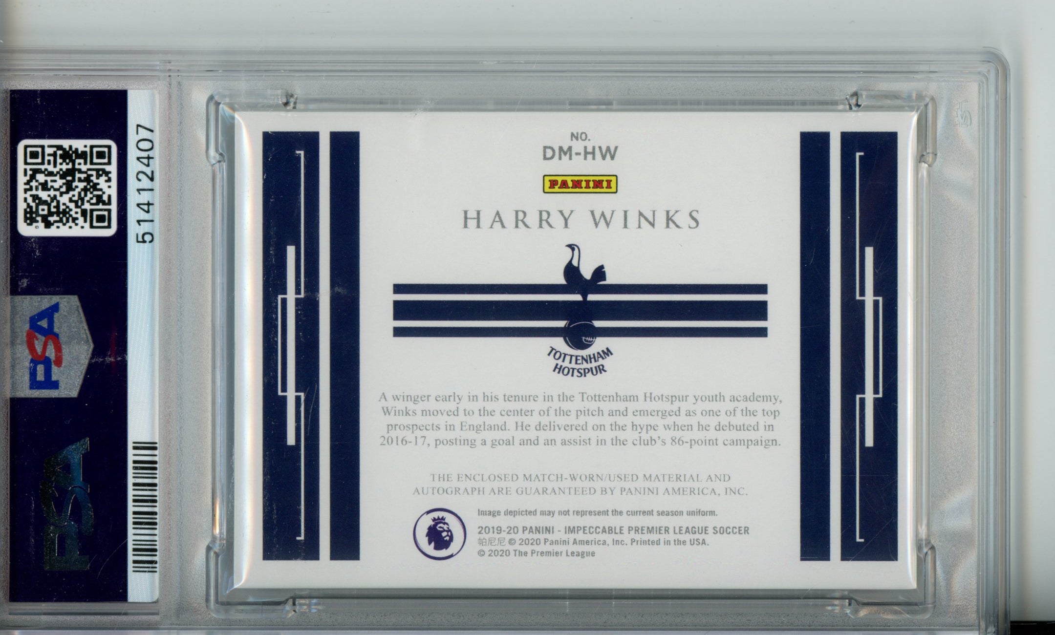 2019-20 Panini Impeccable Harry Winks Dual Patch Auto Gold 10/10 PSA 10 Gem