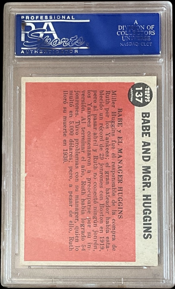 1962 Venezuela Topps Babe Ruth And MGR. #137 Huggins PSA 6 Yankees