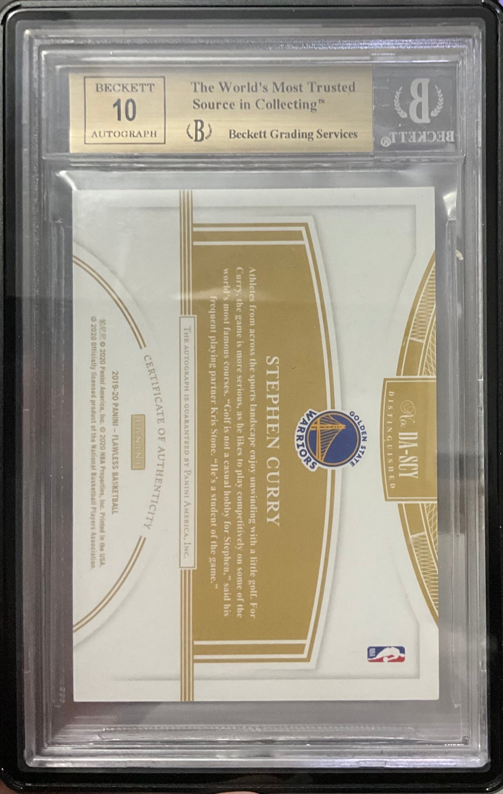 2019 Flawless Distinguished Autograph Gold Stephen Curry #/10 Gold BGS 9.5 Auto