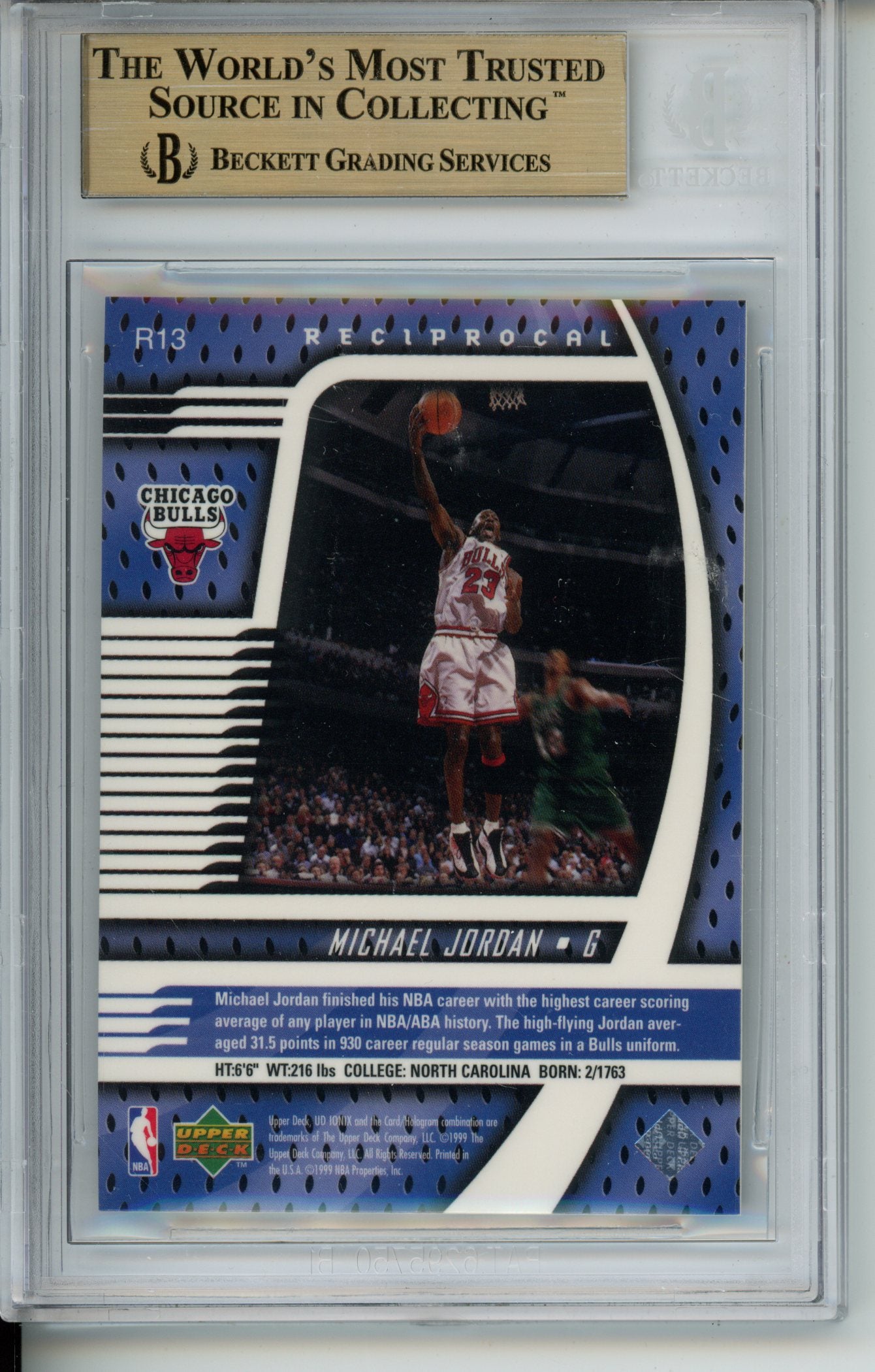 1998-99 Upper Deck Ionix Michael Jordan #R13 Reciprocal 69/750 BGS 9.5 Bulls HOF