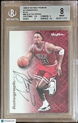 1996 SkyBox Premium Autographics Blue Scottie Pippen #68 Autograph BGS 8 Auto 9