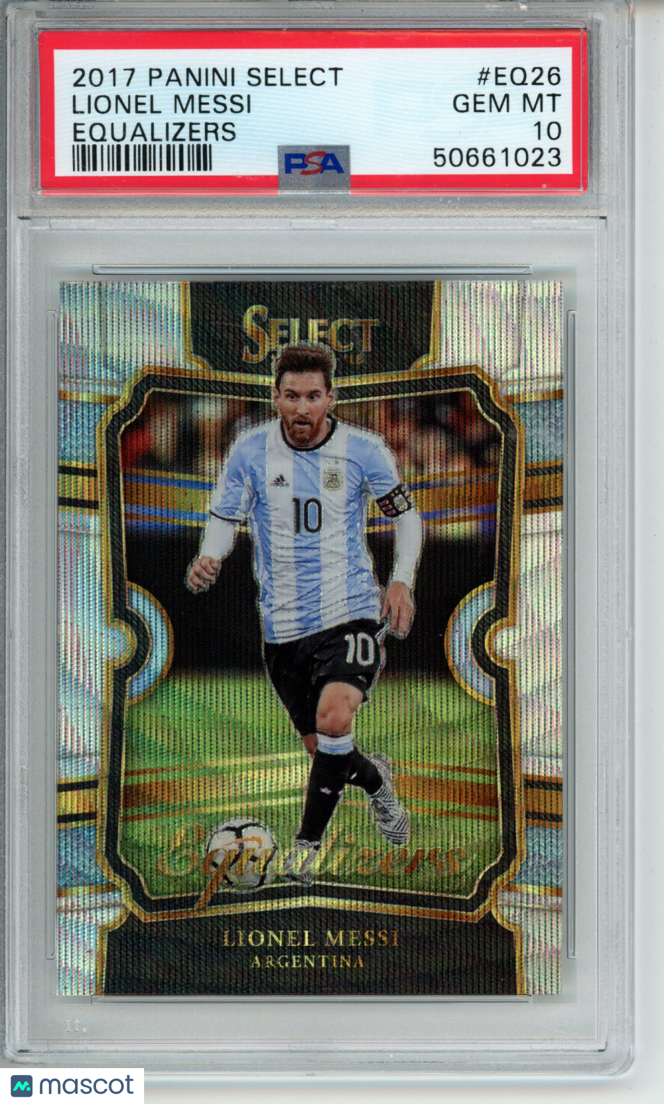 2017-18 Panini Select Lionel Messi #EQ26 Equalizers PSA 10 Gem Argentina