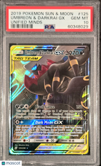 2019 Pokemon Sun & Moon Unified Minds Umbreon & Darkrai GX Tag Team PSA 10 #125