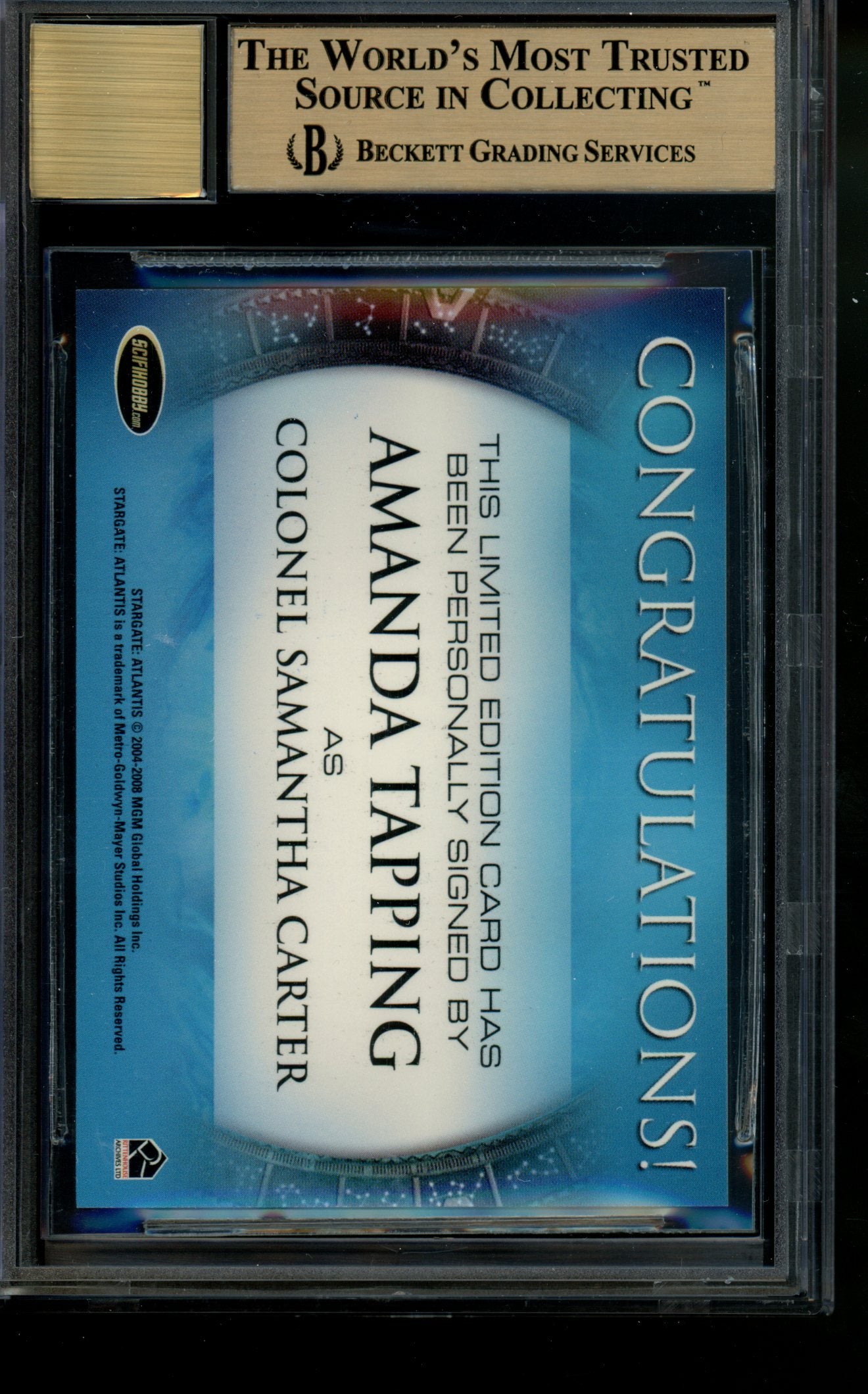 2009 Stargate Atlantis Autograph Amanda Tapping Lt Carter LE SP Auto BGS 9.5/10