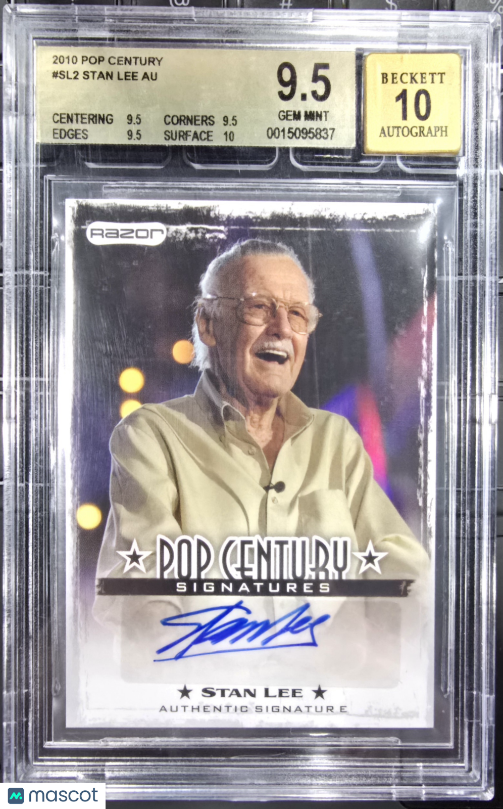 2010 Leaf Pop Century Stan Lee Autograph #SL2 BGS 9.5/10 Auto Marvel MCU