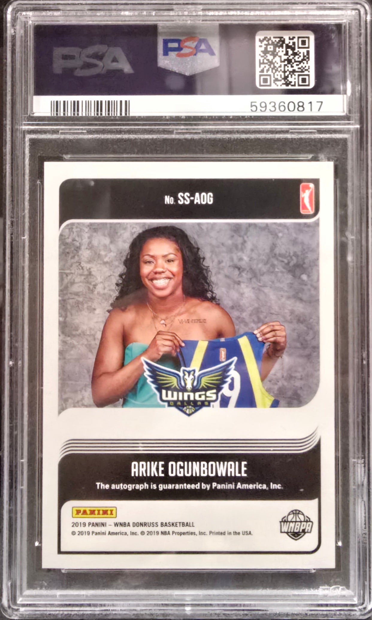 2019 Donruss WNBA Signature Series Arike Ogunbowale Rookie Auto PSA 10