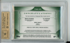 2013 Triple Threads Trout Harper Darvish Triple Relic Auto Emerald 11/18 BGS 9.5