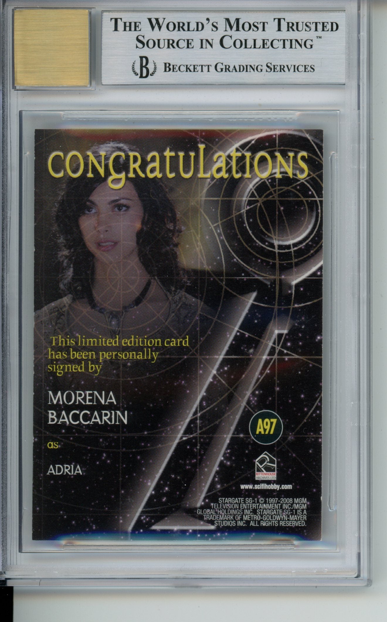 2008 Stargate SG-1 Season Ten Autographs Morena Baccarin #A97 BGS 9/10 Auto