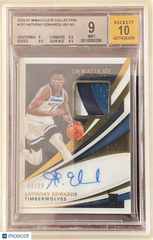 2020 Immaculate Collection Anthony Edwards 3 Clr Patch #137 Rookie BGS 9 Auto 10