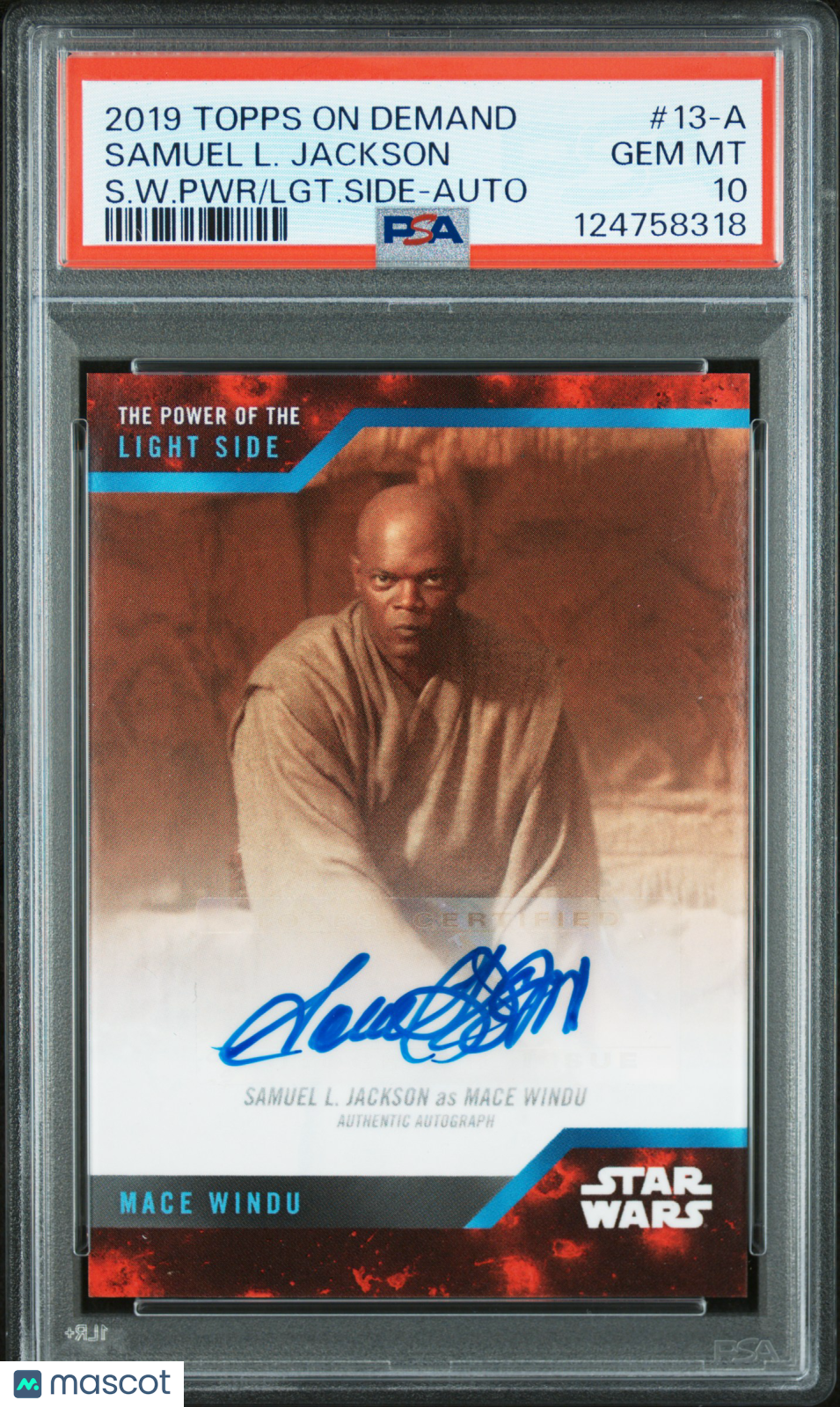 2019 Topps On Demand Star Wars Side Samuel L. Jackson Windu Auto PSA 10 POP 1
