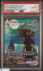 2021 Pokemon Sword & Shield Evolving Skies Umbreon VMAX #215 Fa Secret PSA 10