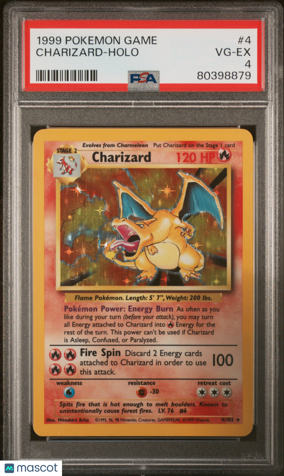 1999 Pokemon Game Charizard #4 HOLO PSA 4