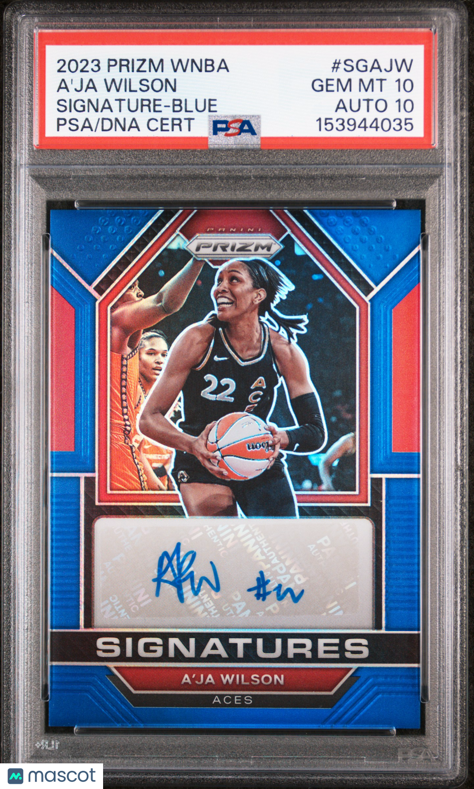 2023 Panini Prizm WNBA Signatures A'ja Wilson Blue #/49 PSA 10 Auto 10 POP 1