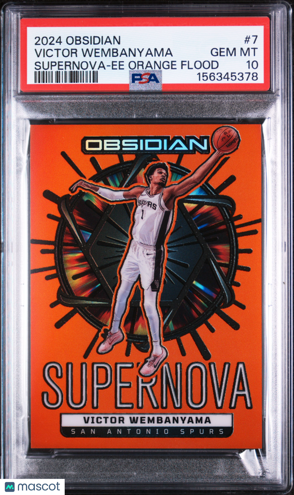 2024 Obsidian Supernova Victor Wembanyama #7 Orange Flood /99 PSA 10 POP 1