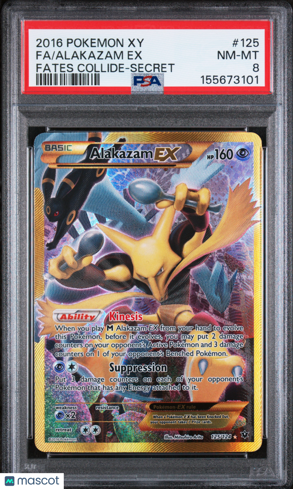 2016 Pokemon Xy Fates Collide Alakazam EX Full Art -Secret Fa PSA 8 #125