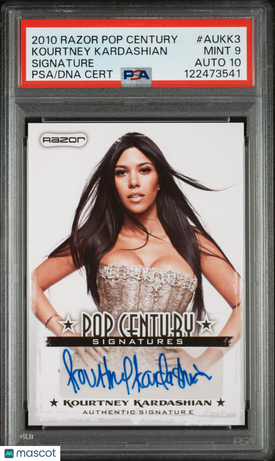 2010 Razor Pop Century Signatures Kourtney Kardashian Autograph Mint PSA 9