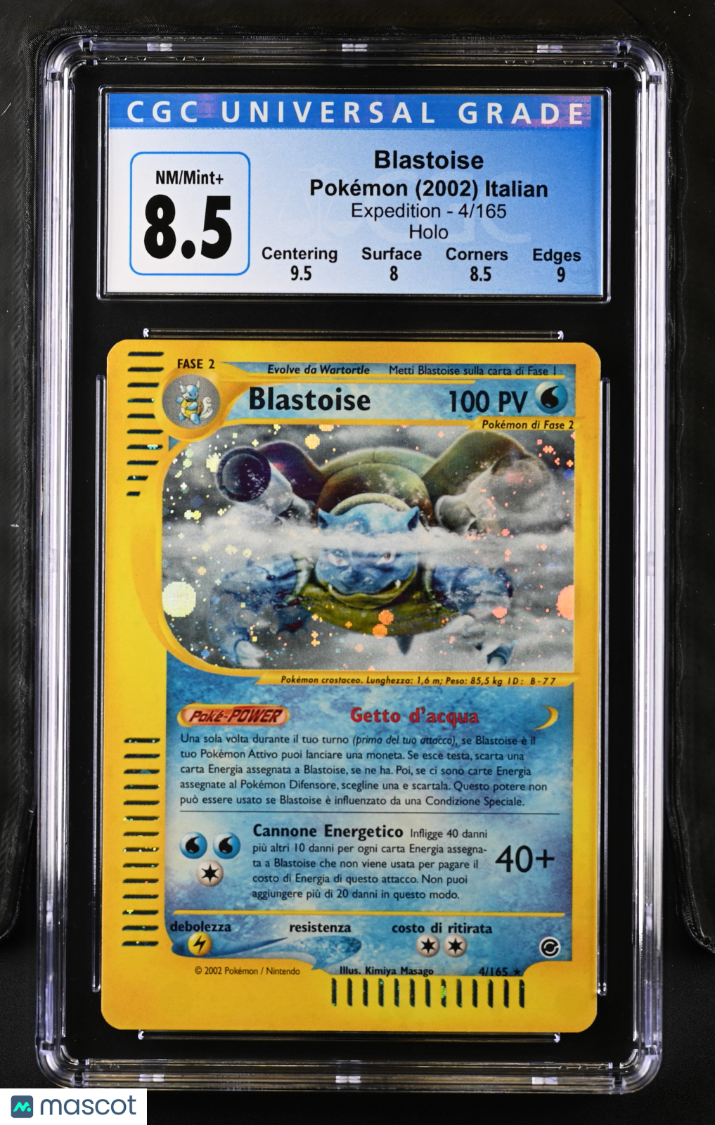 2002 Pokemon Expedition Blastoise Holo Italian CGC 8.5 #4/165 NM Mint