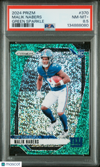 2024 Panini Prizm Malik Nabers #370 Green Sparkle #1/8 Rookie RC PSA 8.5 Giants